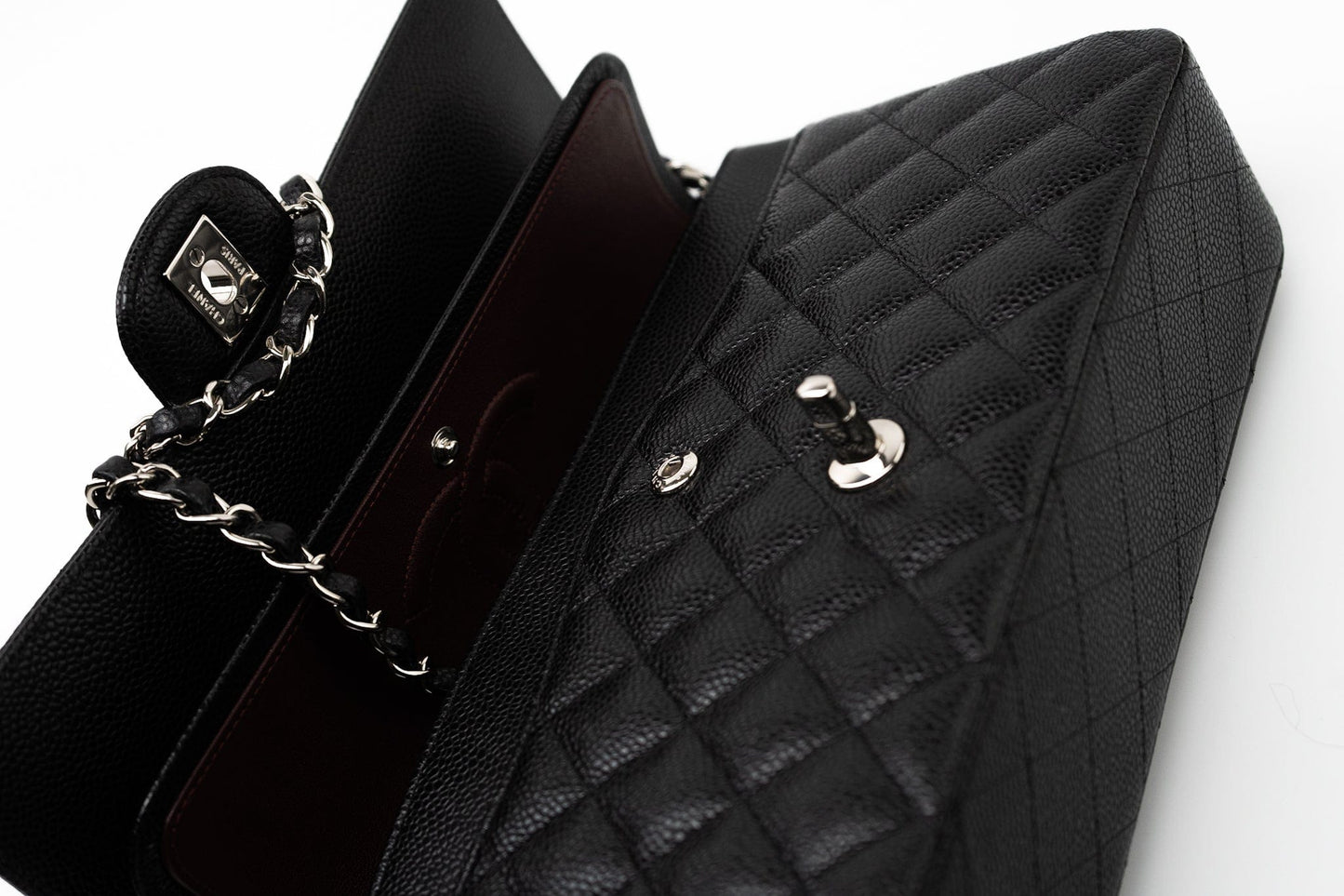 Black Caviar Quilted Classic Flap Medium Silver Hardware