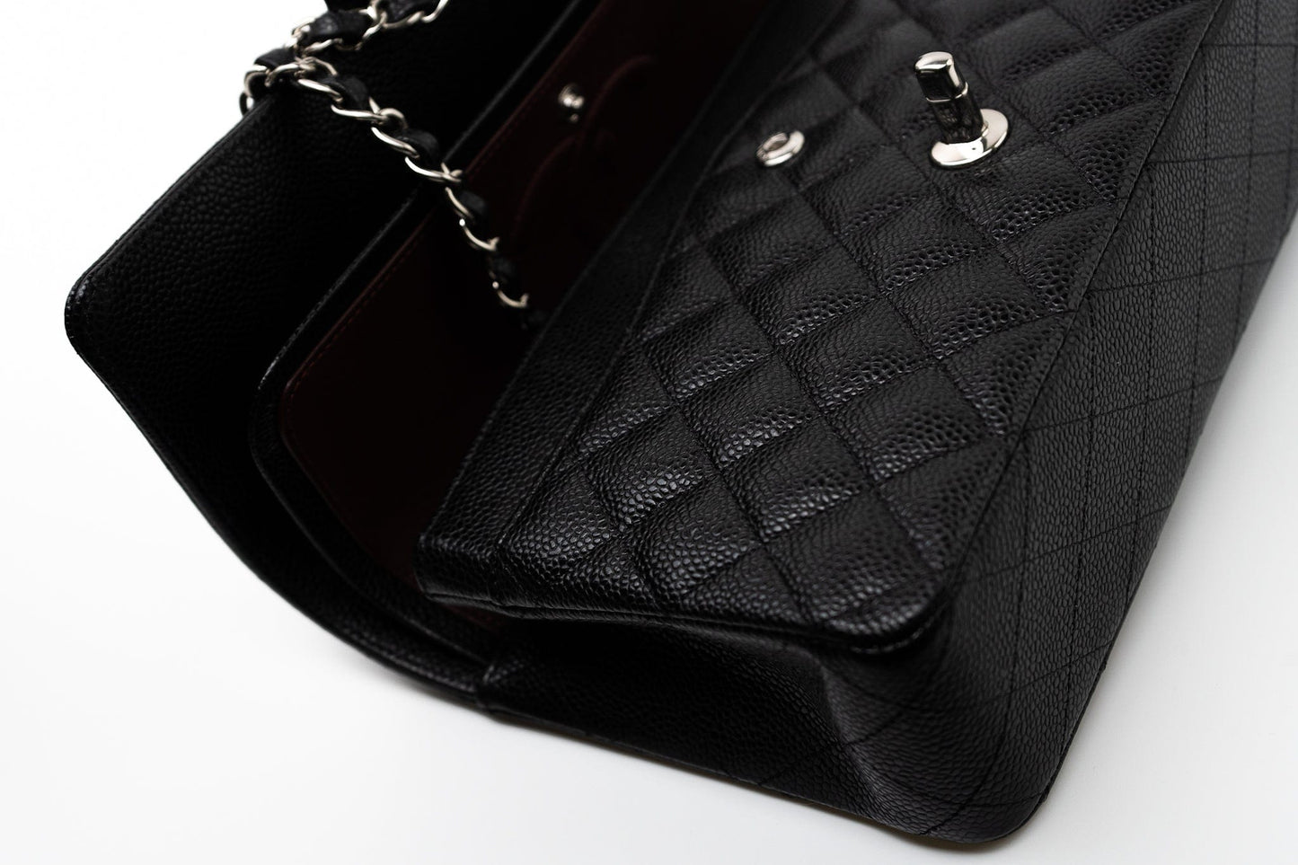 Black Caviar Quilted Classic Flap Medium Silver Hardware