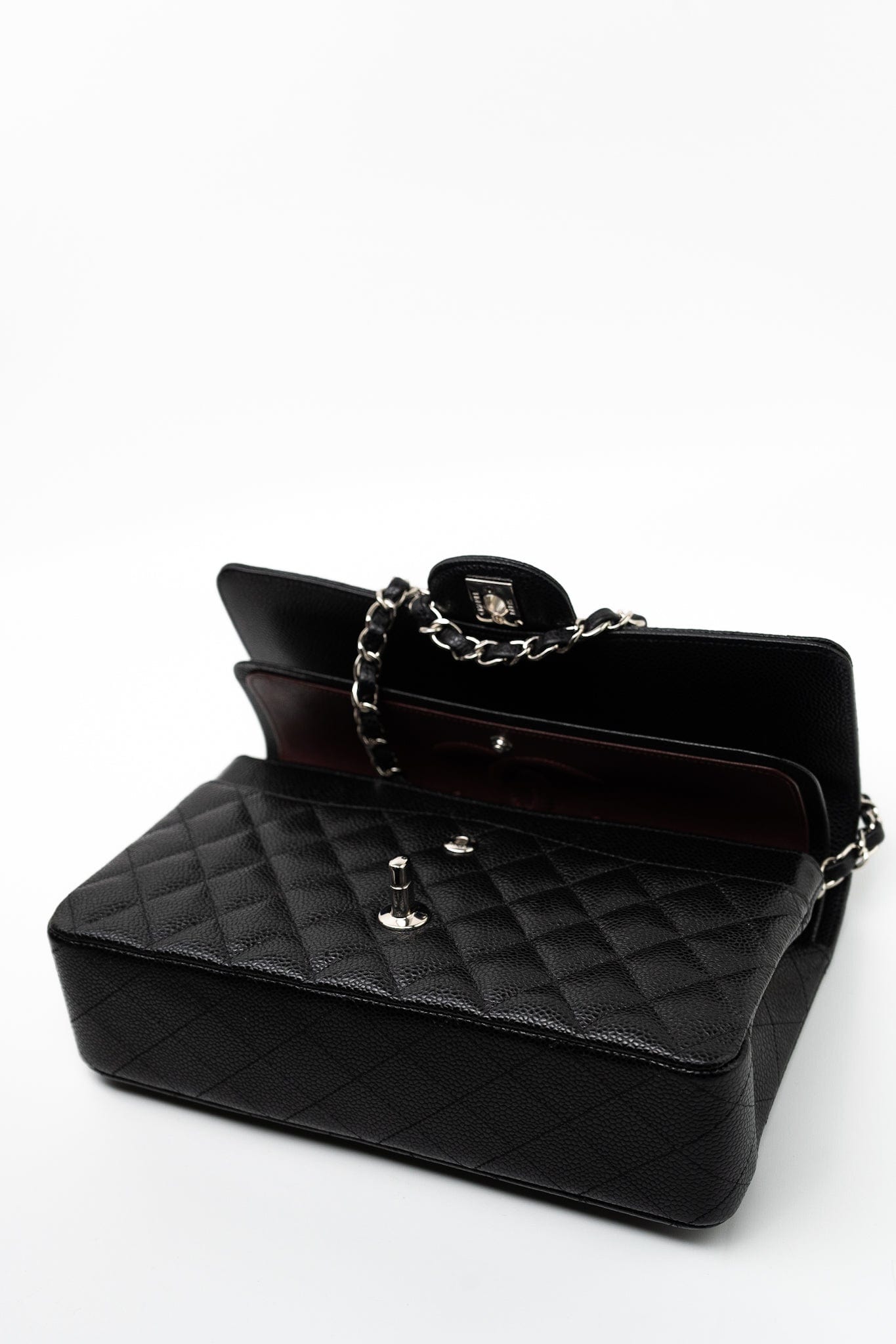 Black Caviar Quilted Classic Flap Medium Silver Hardware