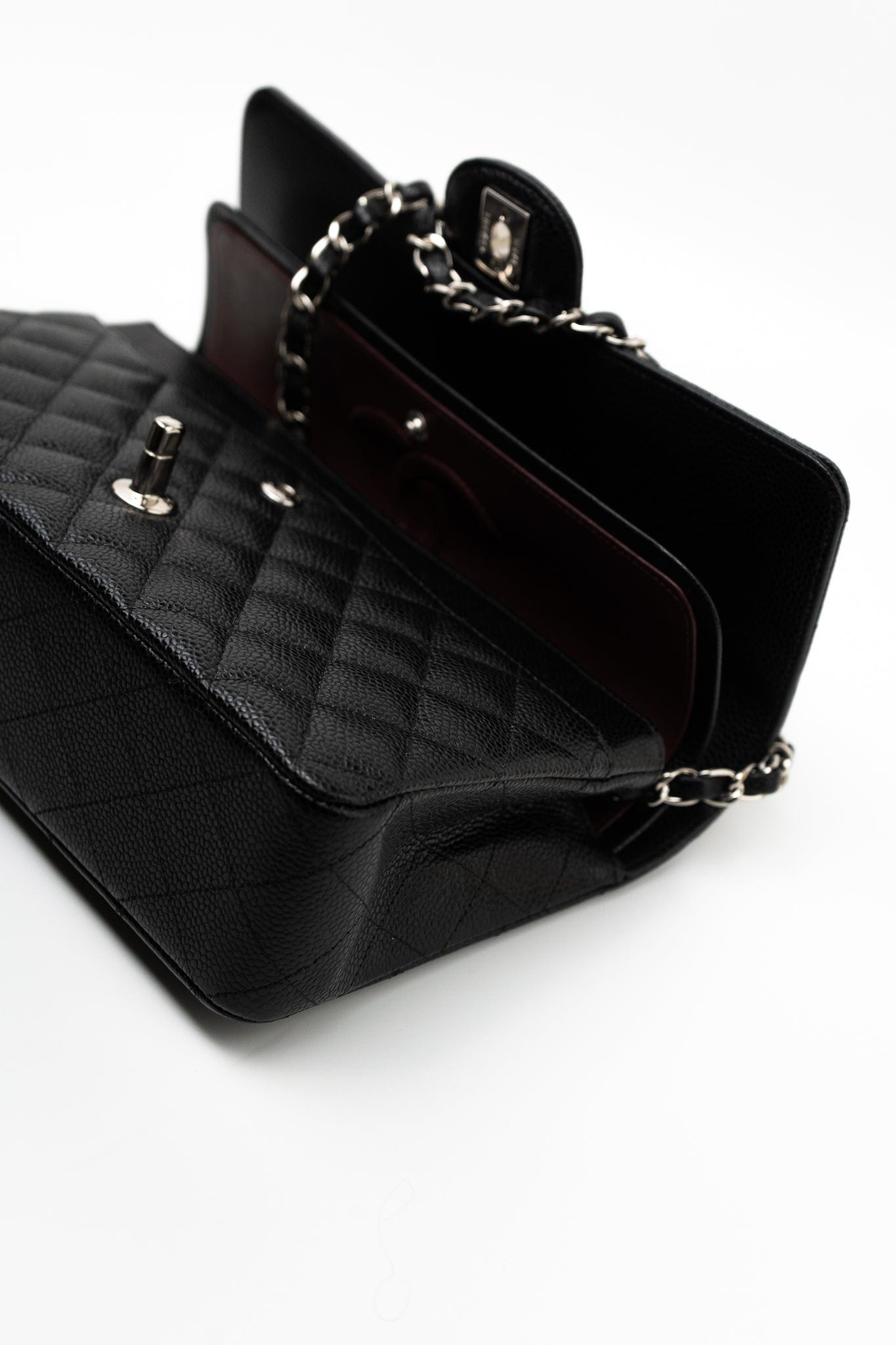 Black Caviar Quilted Classic Flap Medium Silver Hardware
