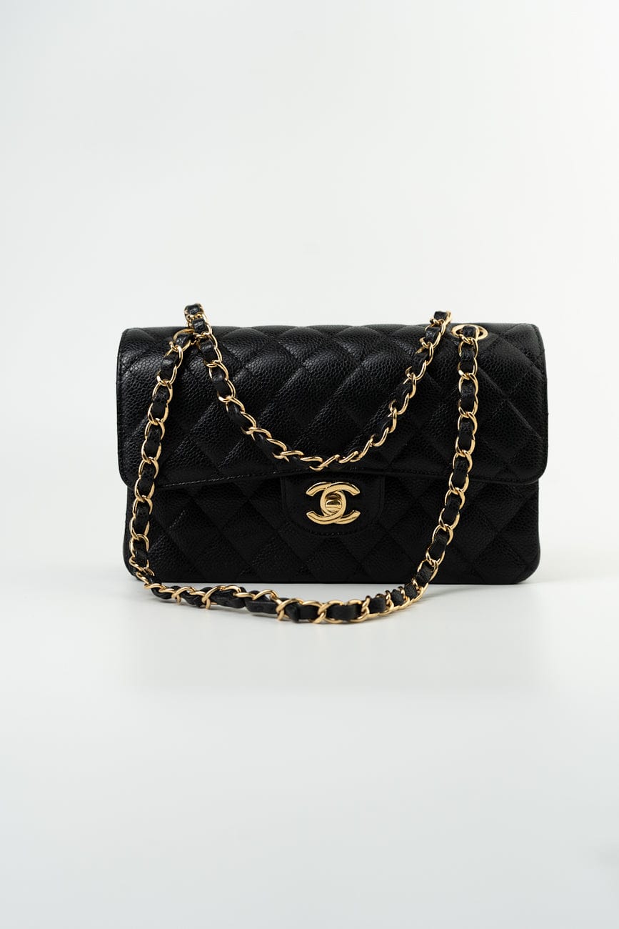 Black Caviar Quilted Classic Flap Small Gold Hardware
