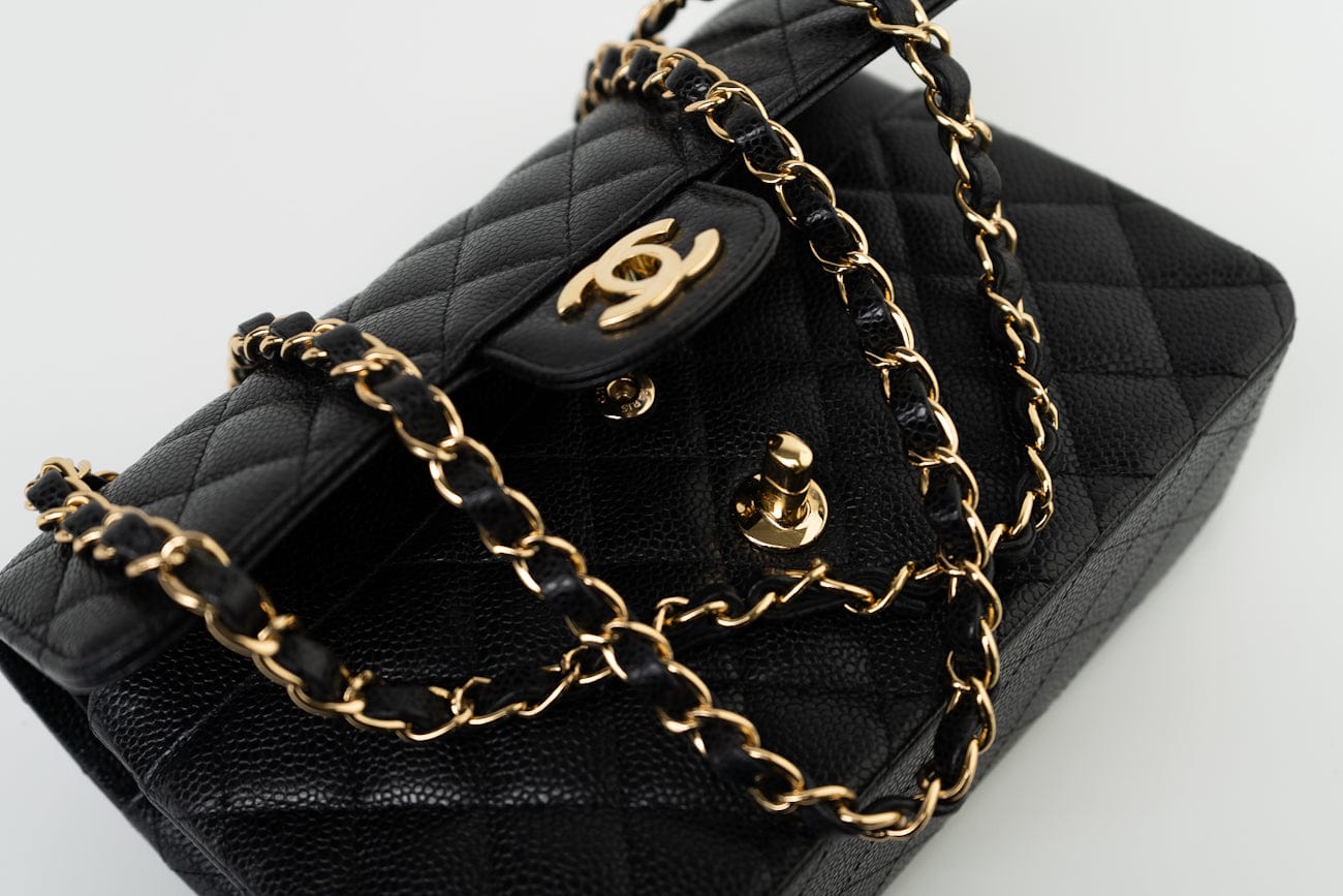Black Caviar Quilted Classic Flap Small Gold Hardware
