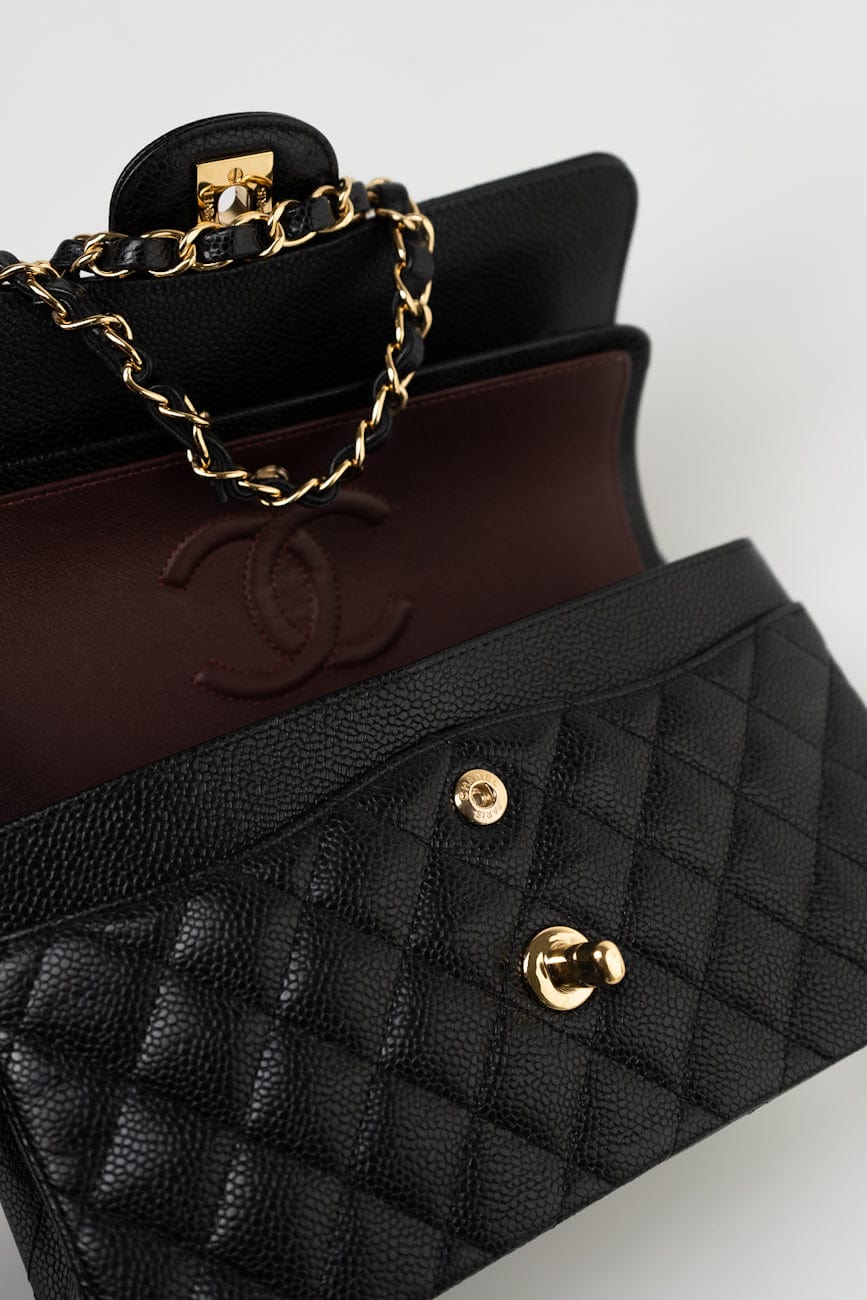 Black Caviar Quilted Classic Flap Small Gold Hardware