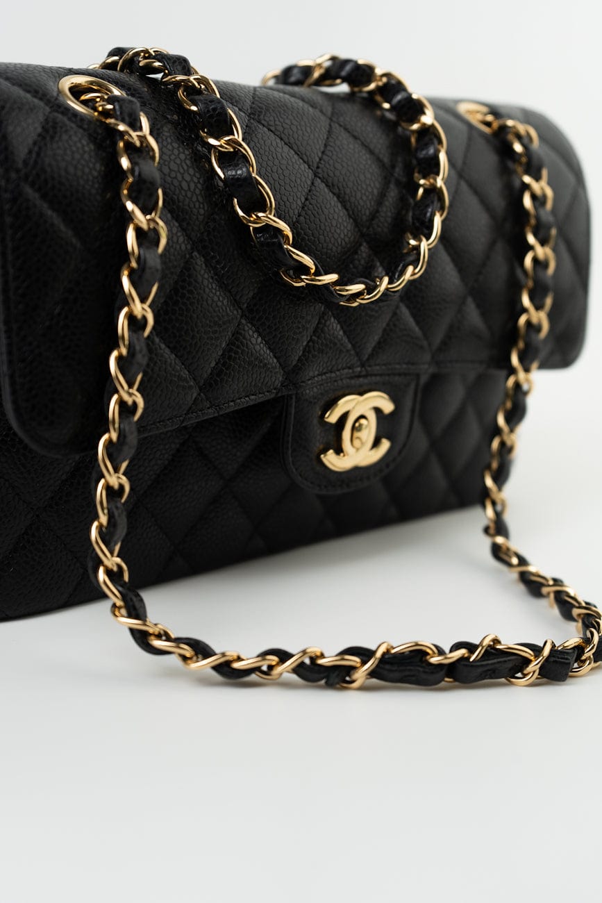 Black Caviar Quilted Classic Flap Small Gold Hardware