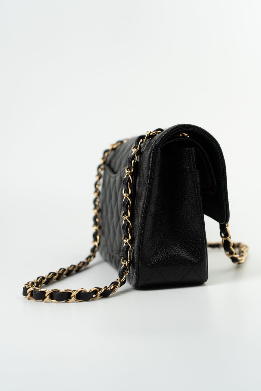 Black Caviar Quilted Classic Flap Small Gold Hardware
