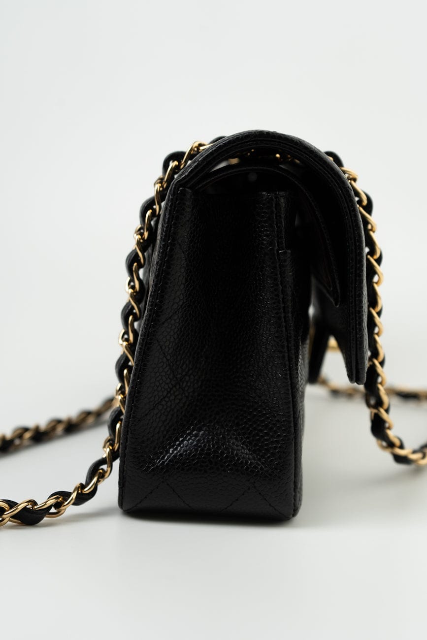 Black Caviar Quilted Classic Flap Small Gold Hardware