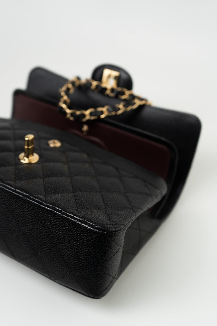 Black Caviar Quilted Classic Flap Small Gold Hardware