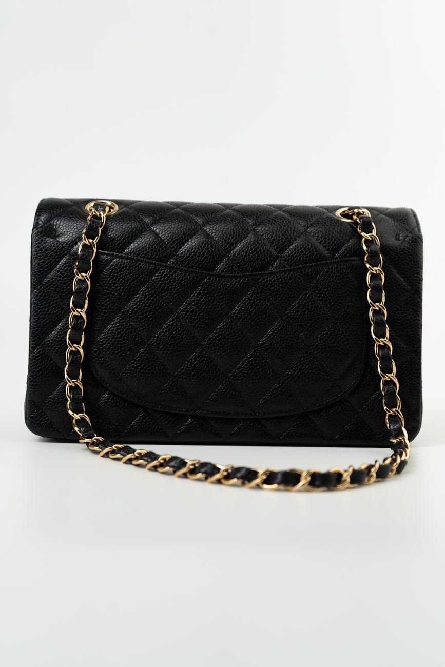Black Caviar Quilted Classic Flap Small Gold Hardware