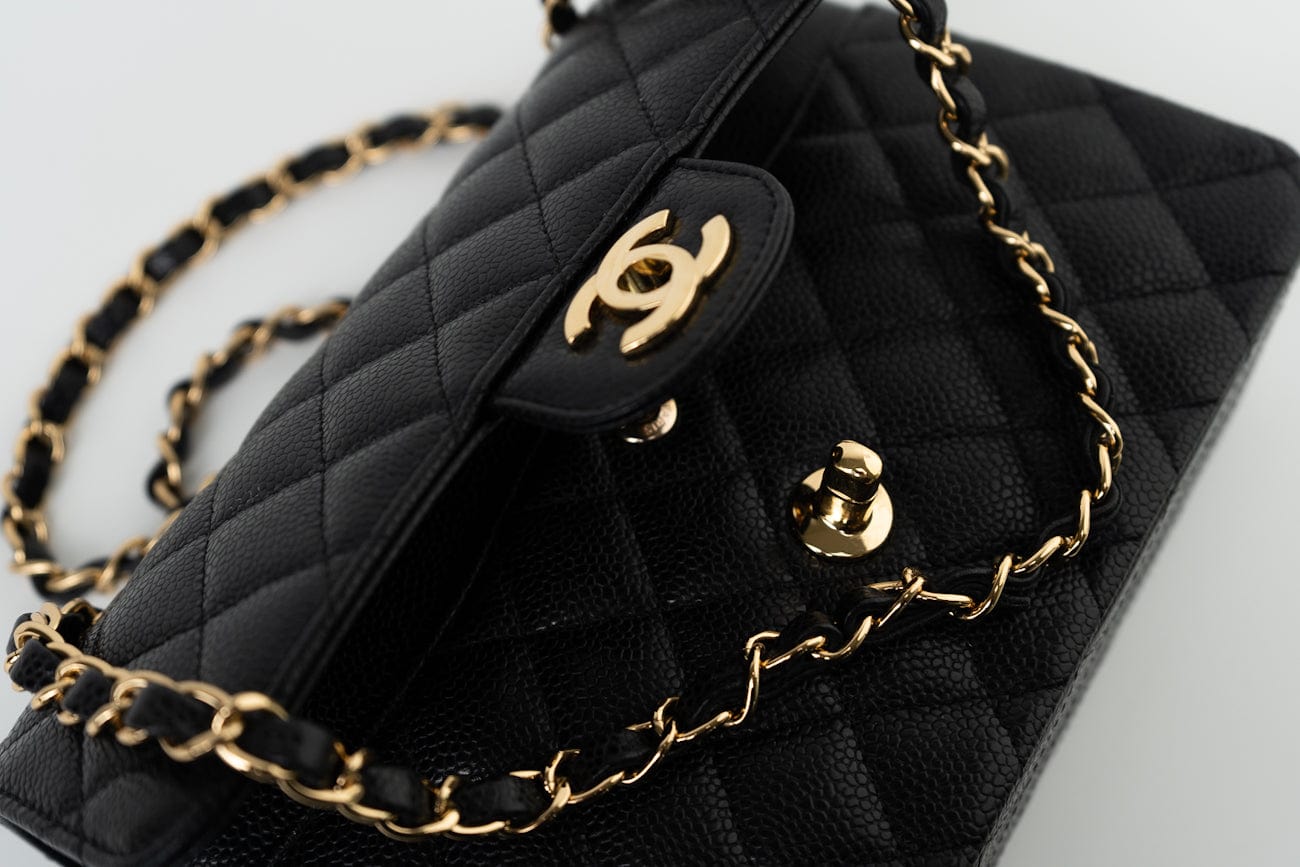 Black Caviar Quilted Classic Flap Small Gold Hardware