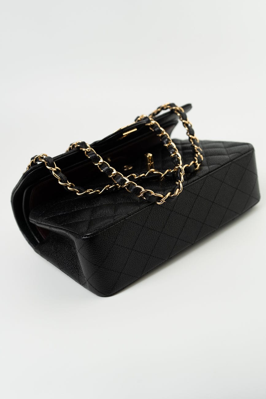 Black Caviar Quilted Classic Flap Small Gold Hardware