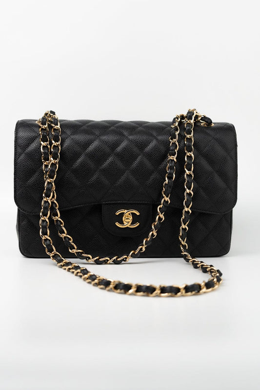 Black Caviar Quilted Jumbo Classic Flap GHW