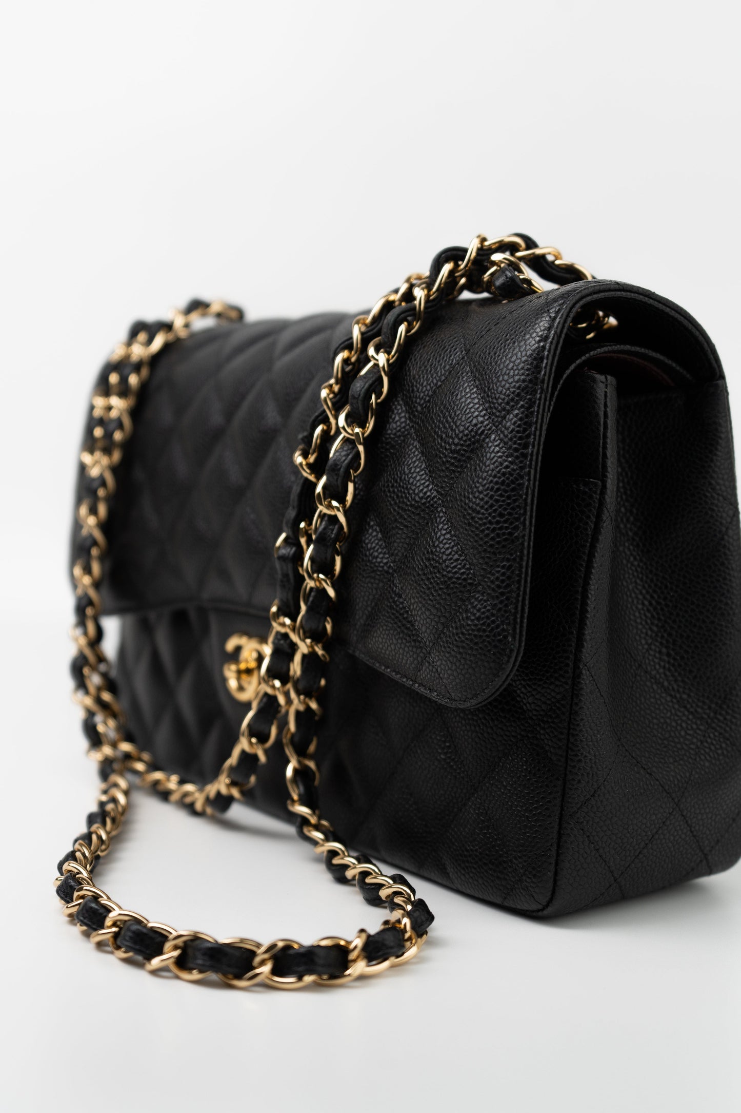 Black Caviar Quilted Jumbo Classic Flap GHW