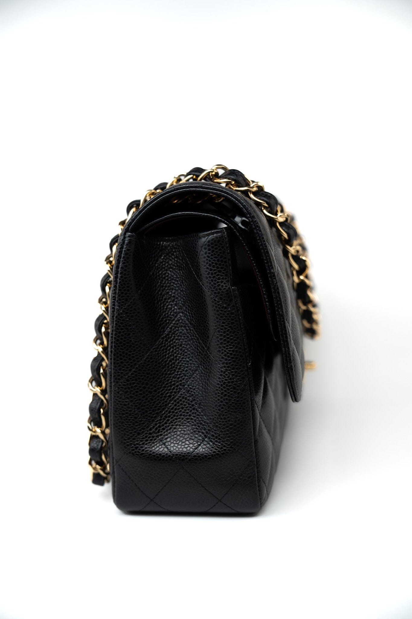 Black Caviar Quilted Jumbo Classic Flap Gold Hardware
