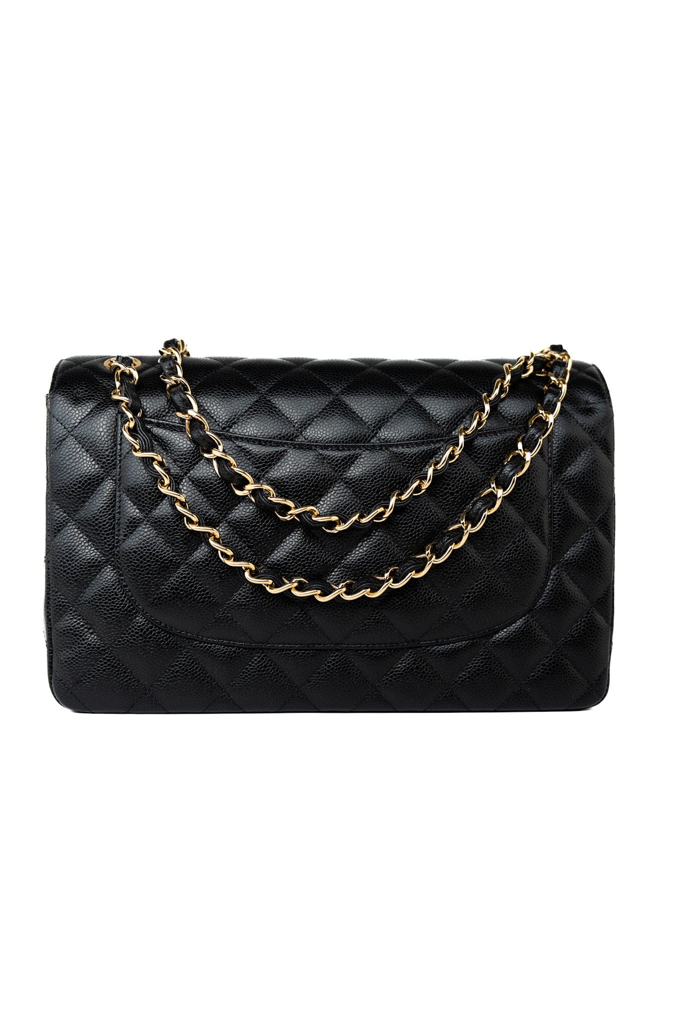 Black Caviar Quilted Jumbo Classic Flap Gold Hardware