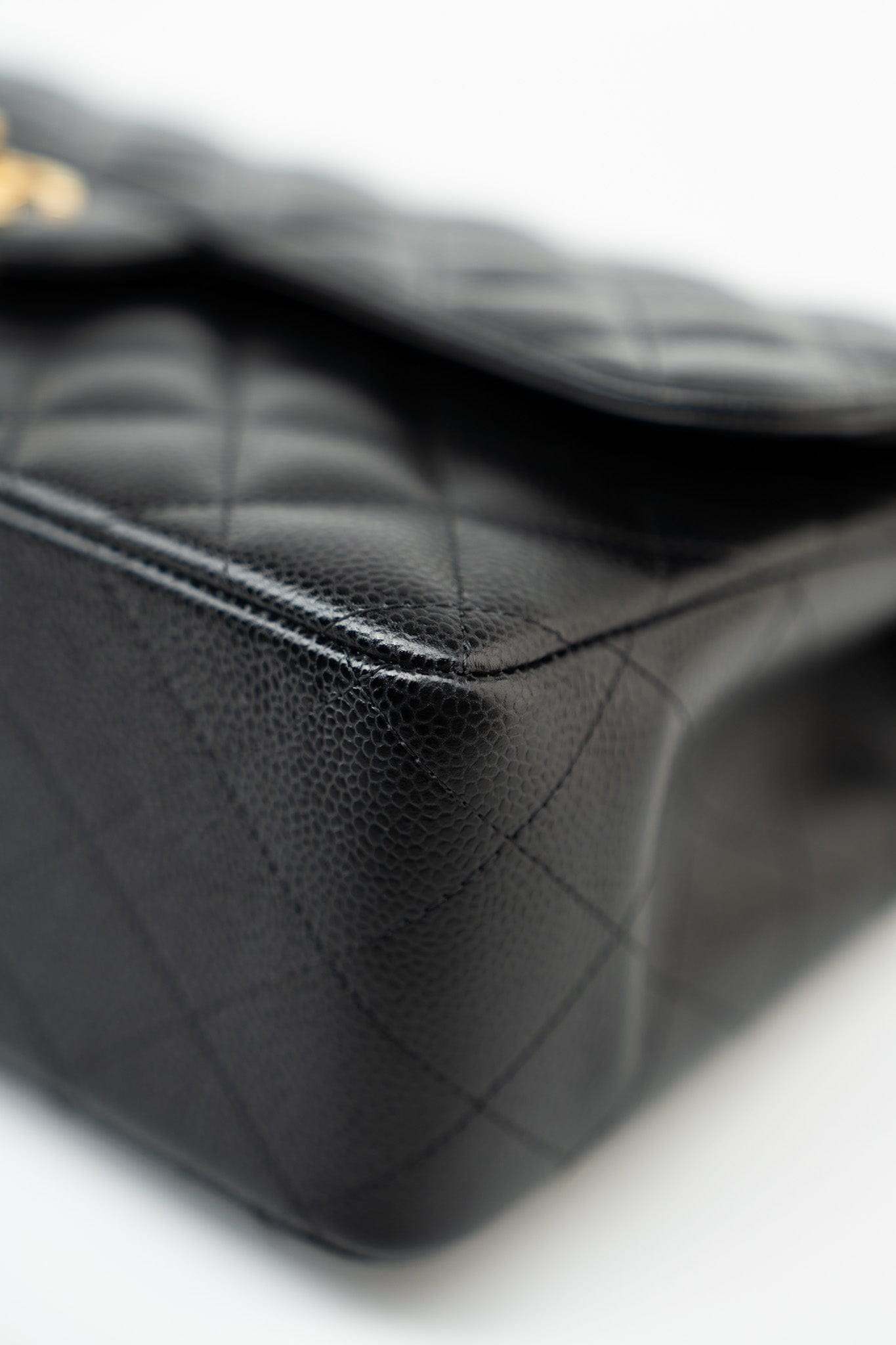 Black Caviar Quilted Jumbo Classic Flap Gold Hardware