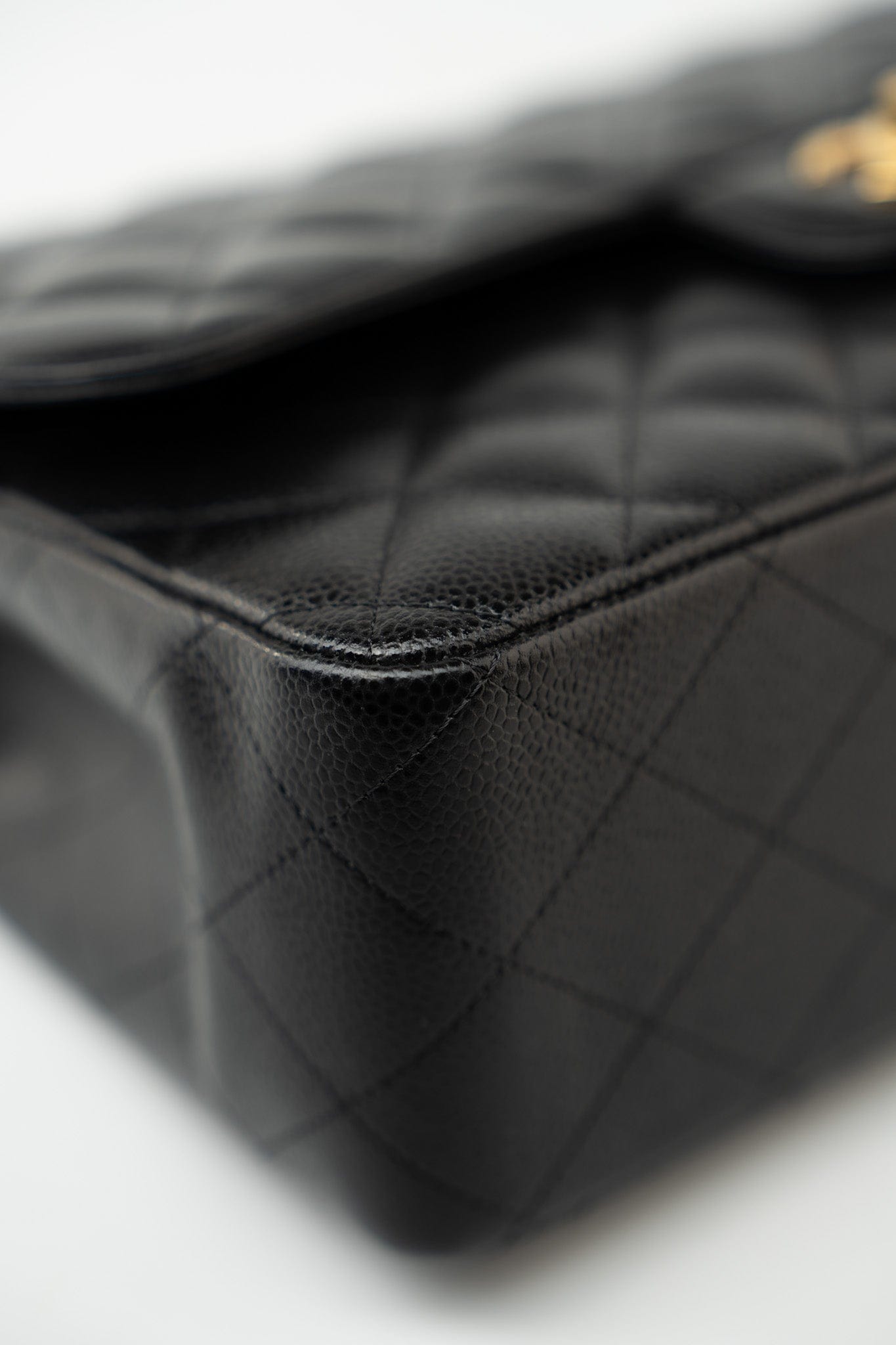 Black Caviar Quilted Jumbo Classic Flap Gold Hardware