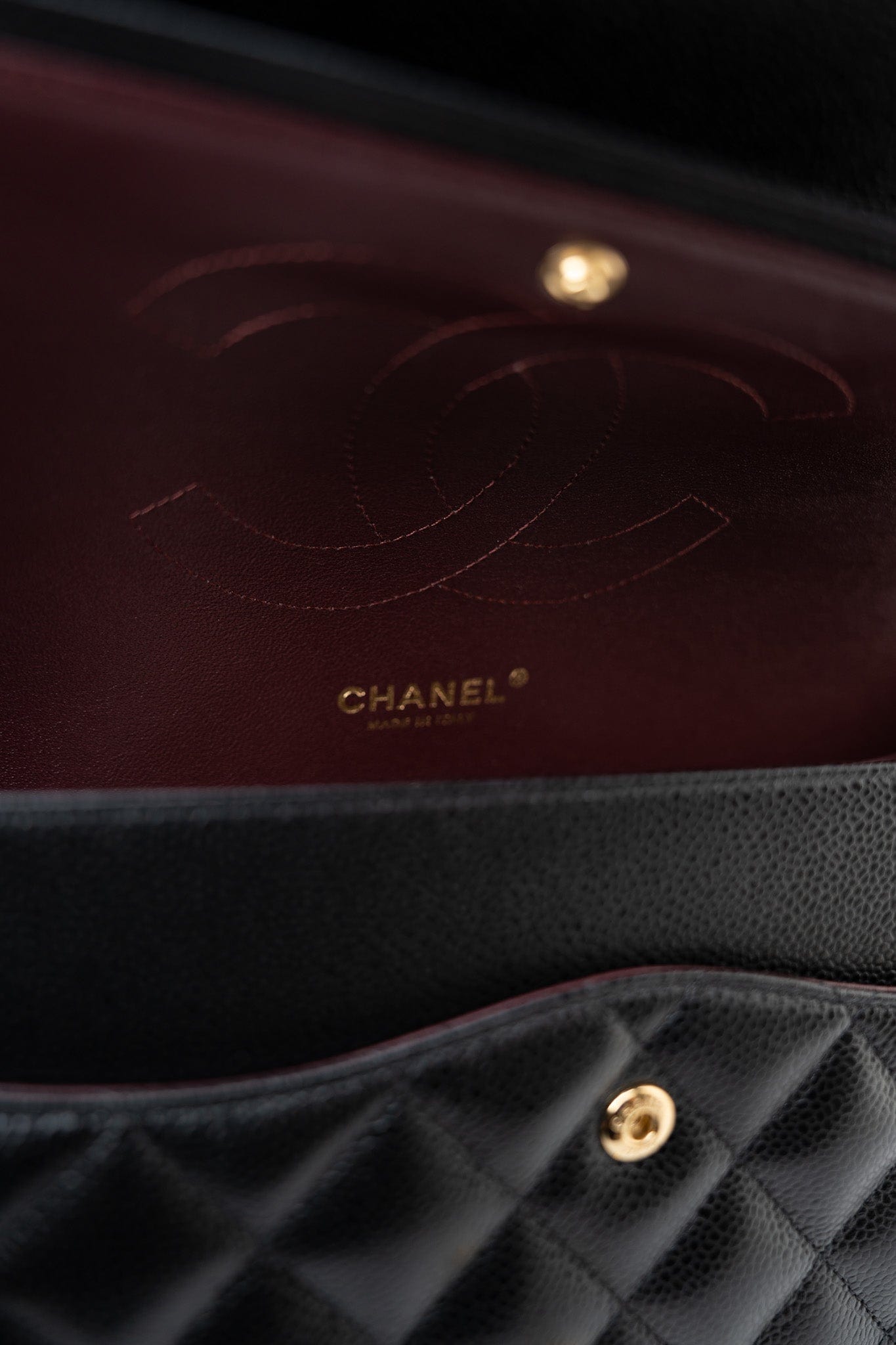 Black Caviar Quilted Jumbo Classic Flap Gold Hardware