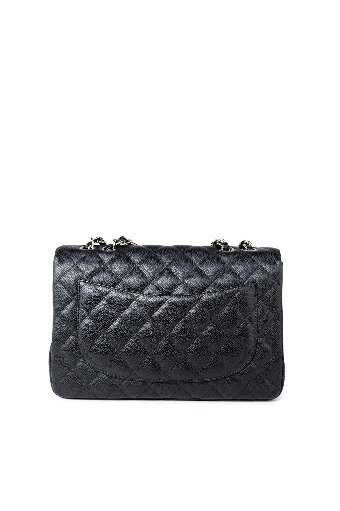 Black Caviar Quilted Jumbo Single Flap Silver Hardware