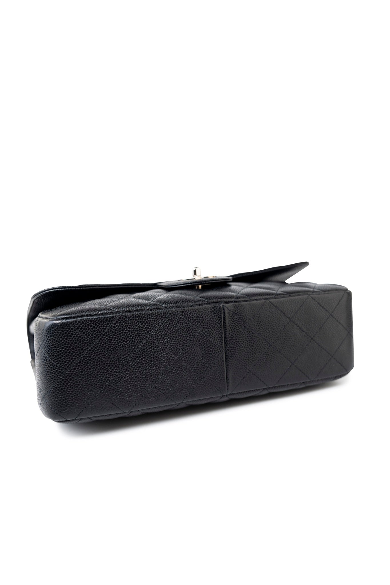 Black Caviar Quilted Jumbo Single Flap Silver Hardware