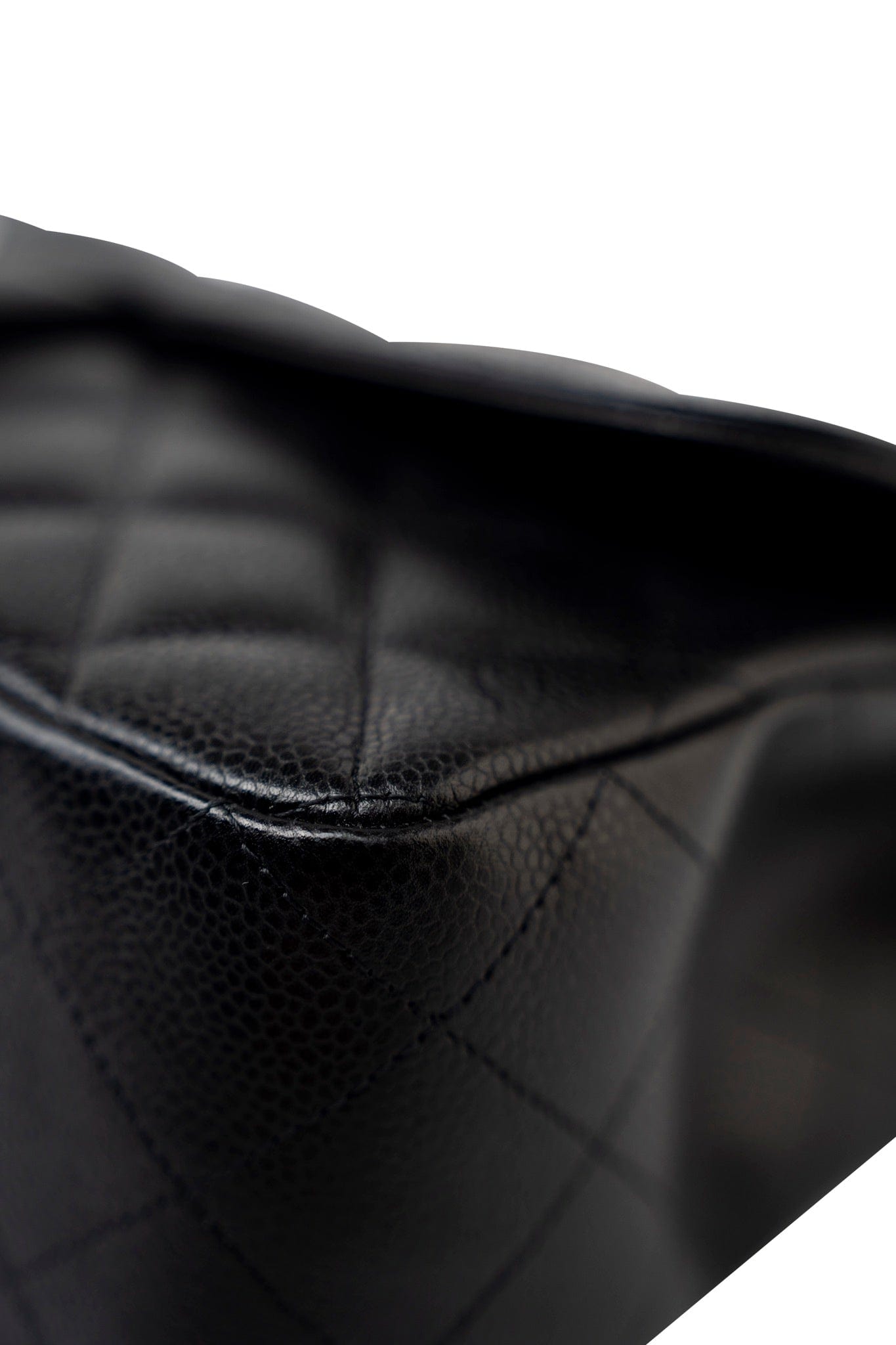 Black Caviar Quilted Jumbo Single Flap Silver Hardware