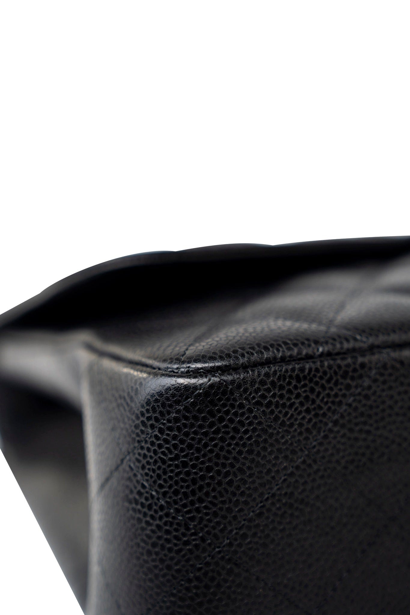 Black Caviar Quilted Jumbo Single Flap Silver Hardware