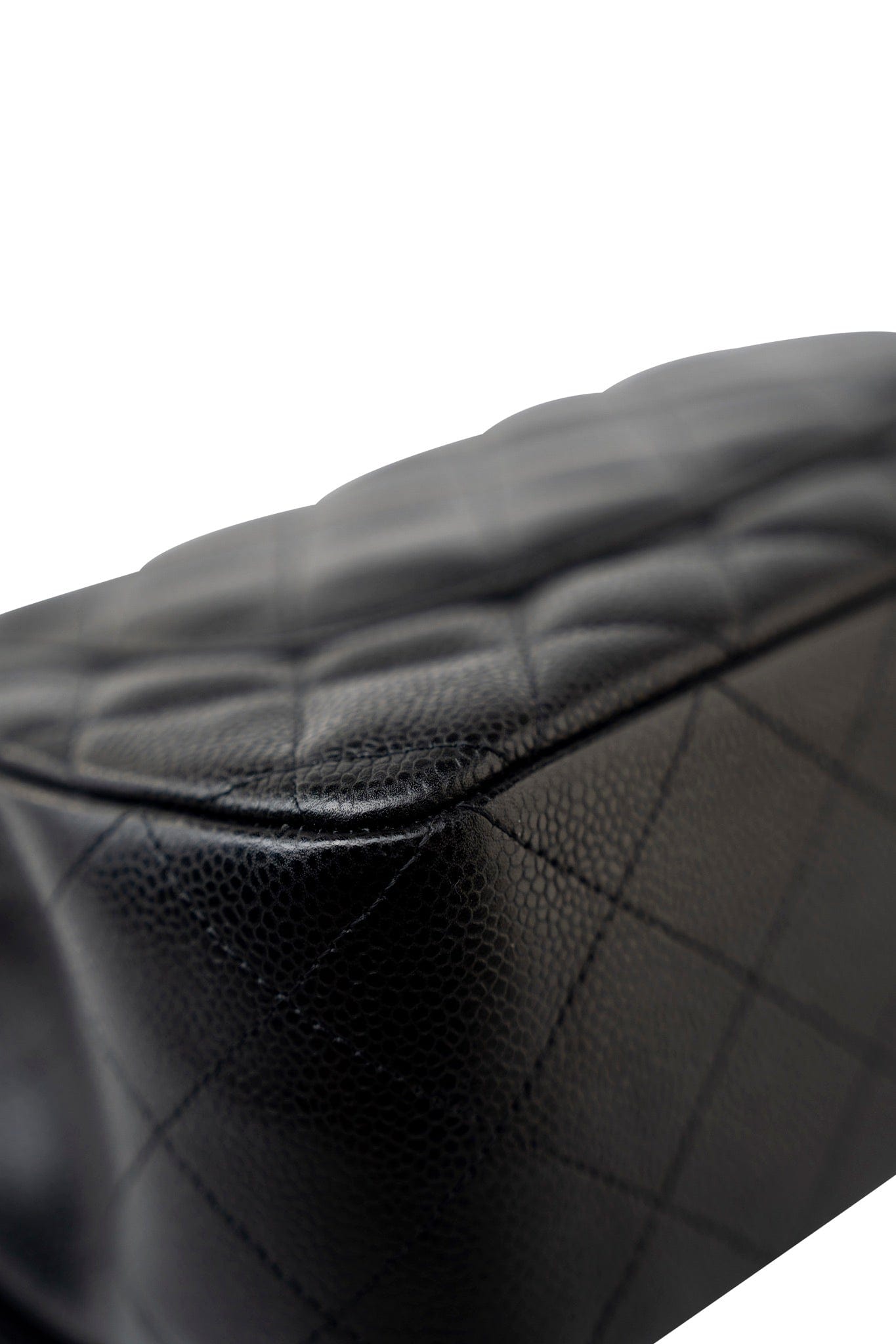 Black Caviar Quilted Jumbo Single Flap Silver Hardware