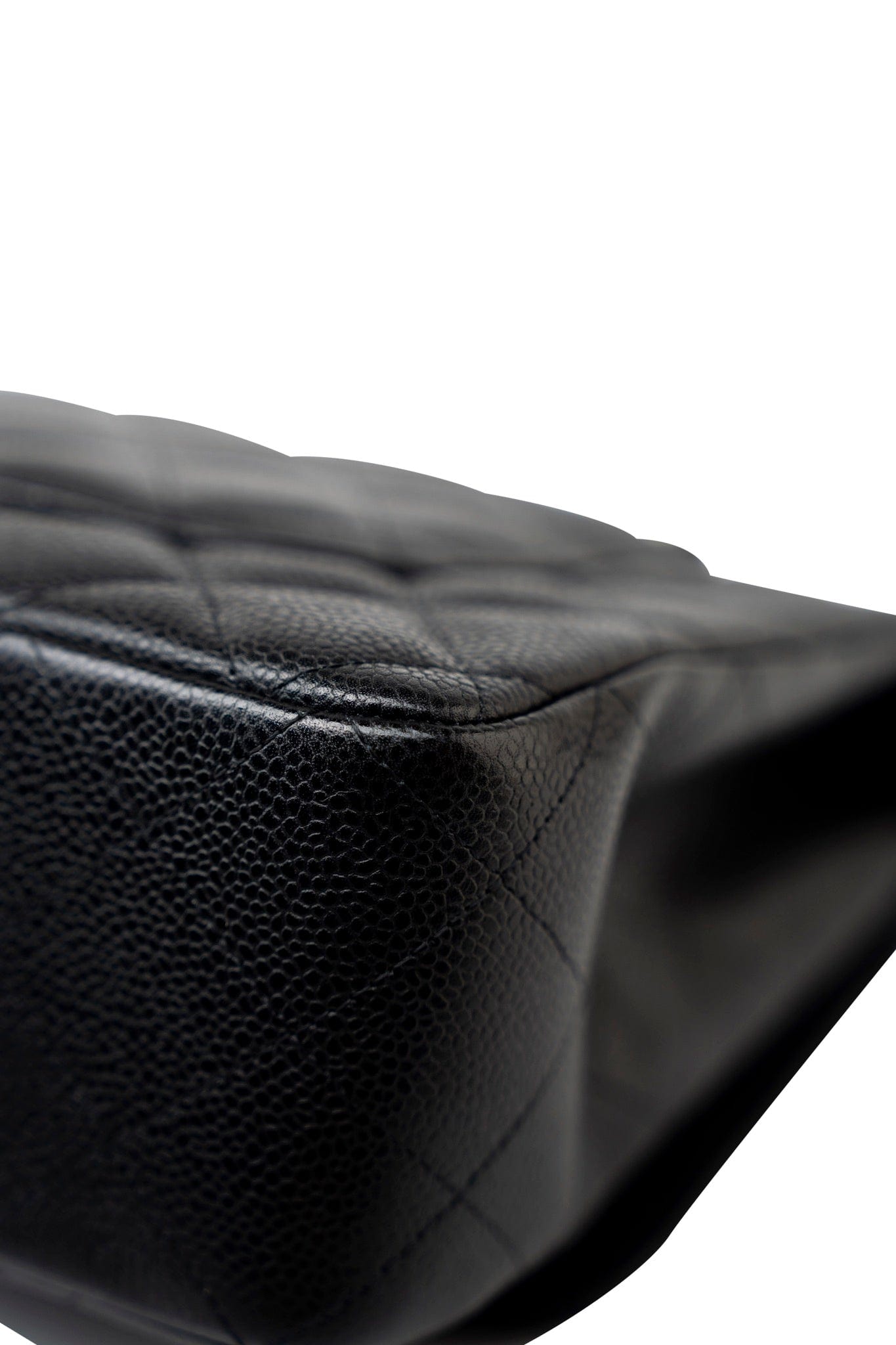 Black Caviar Quilted Jumbo Single Flap Silver Hardware