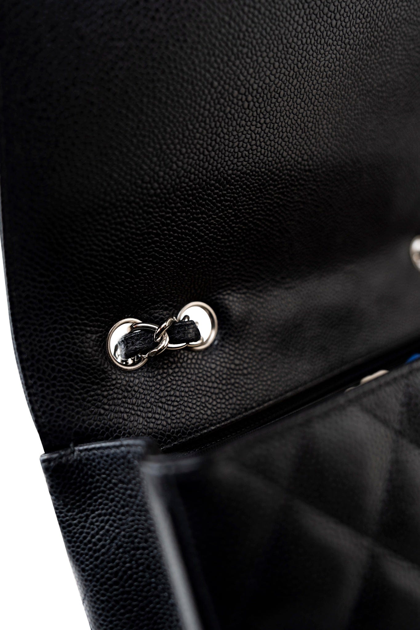 Black Caviar Quilted Jumbo Single Flap Silver Hardware