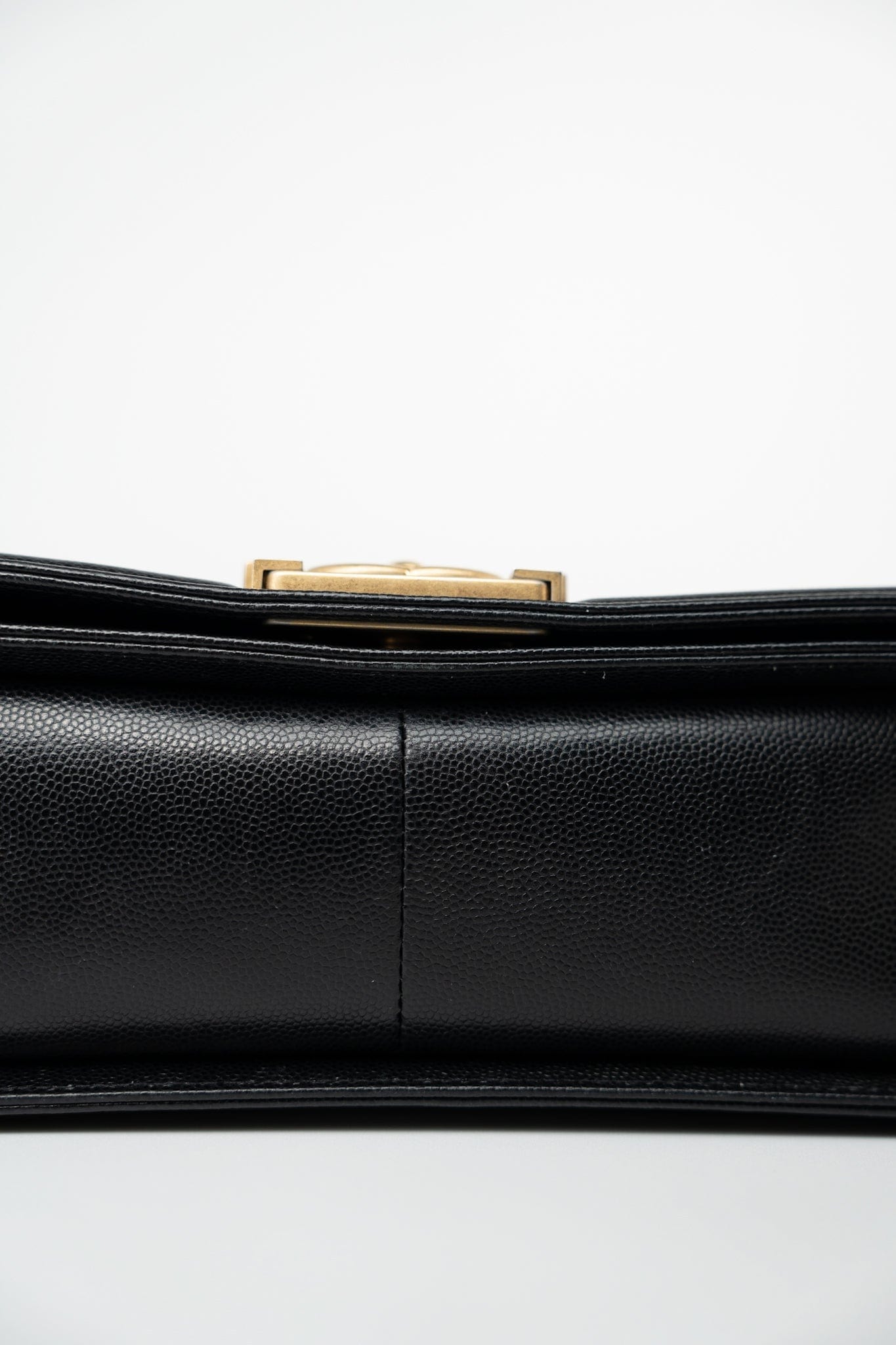 Black Caviar Quilted Old Medium Boy Bag Aged Gold Hardware