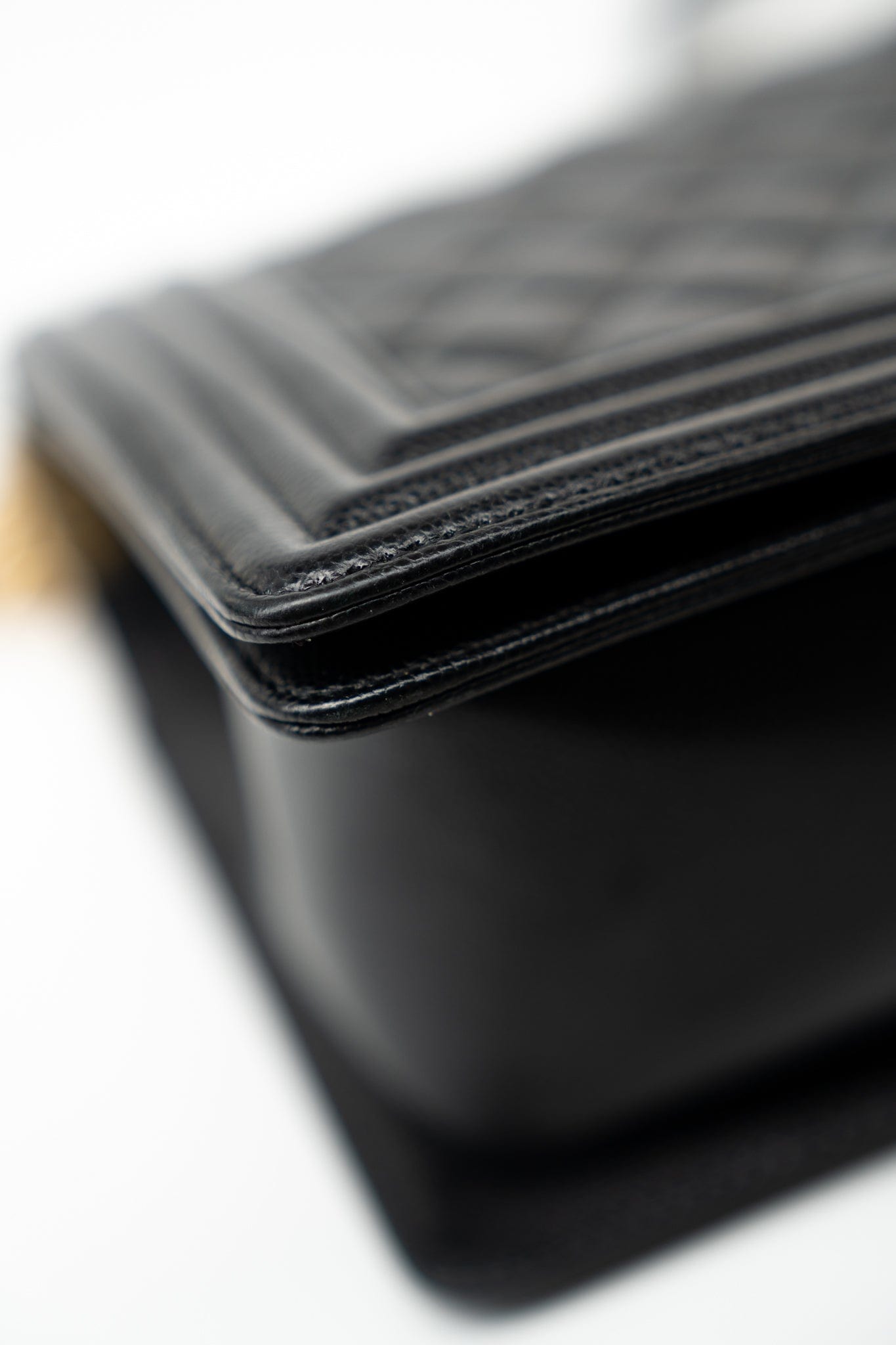 Black Caviar Quilted Old Medium Boy Bag Aged Gold Hardware