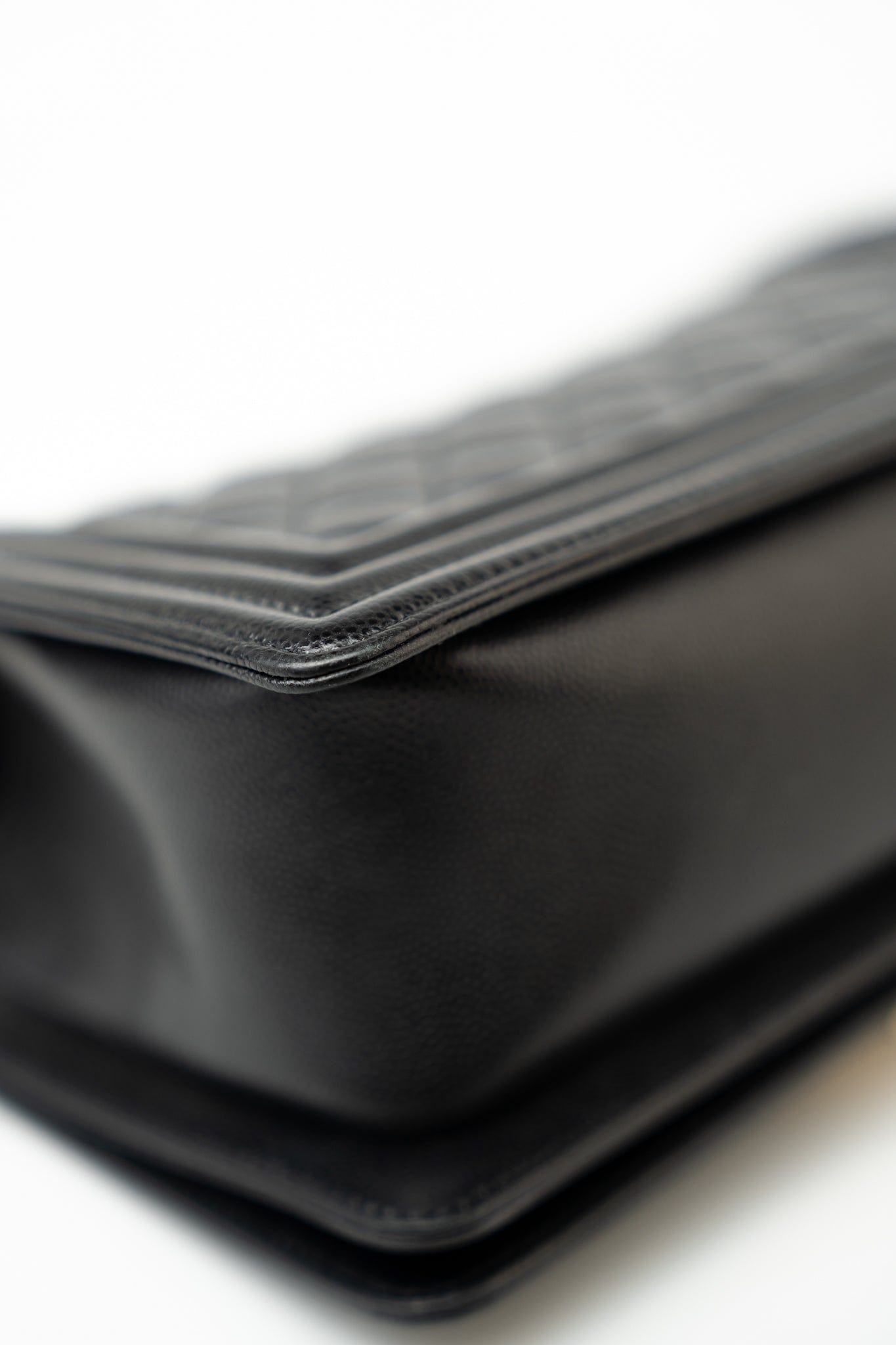 Black Caviar Quilted Old Medium Boy Bag Aged Gold Hardware