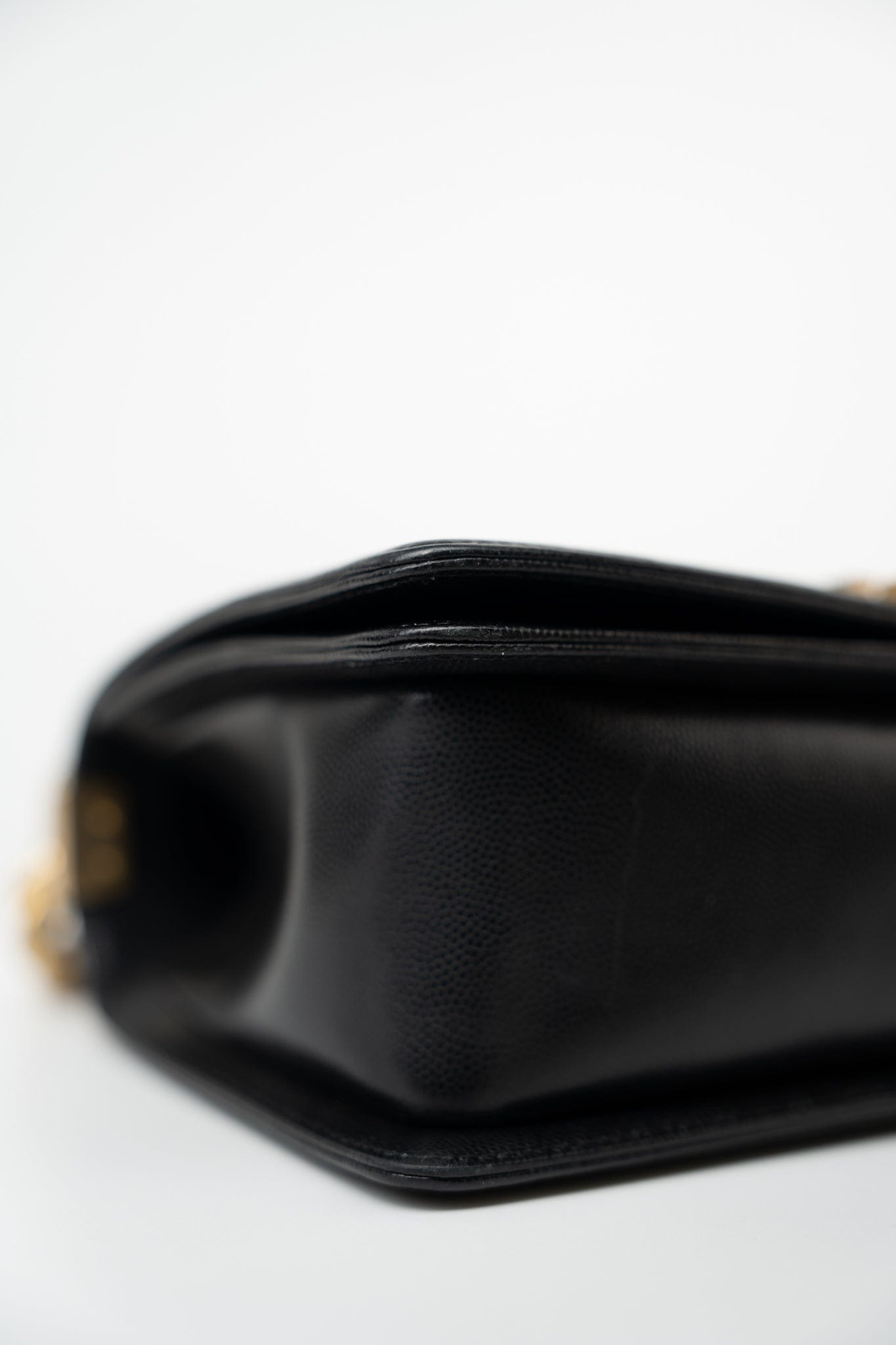 Black Caviar Quilted Old Medium Boy Bag Aged Gold Hardware