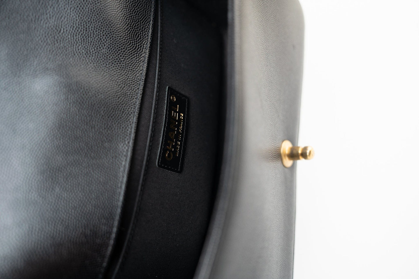 Black Caviar Quilted Old Medium Boy Bag Aged Gold Hardware