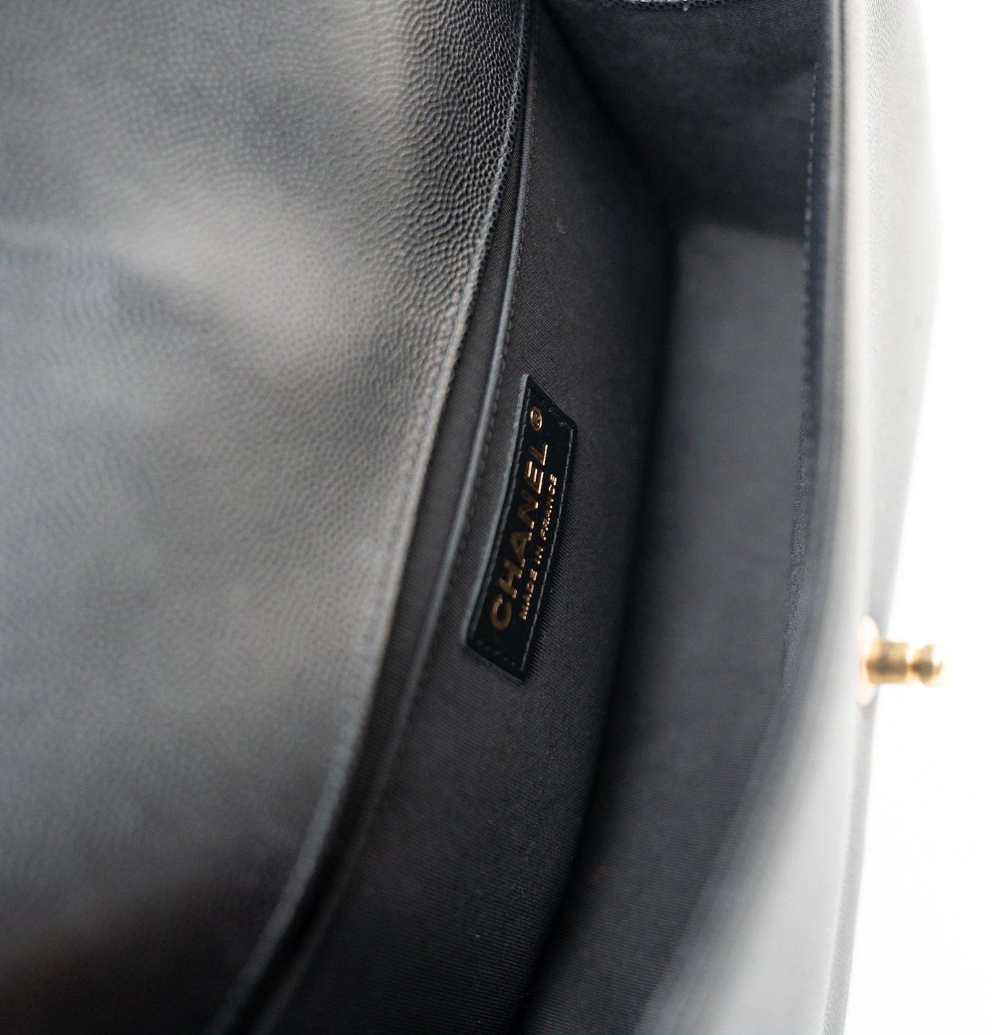 Black Caviar Quilted Old Medium Boy Bag Aged Gold Hardware