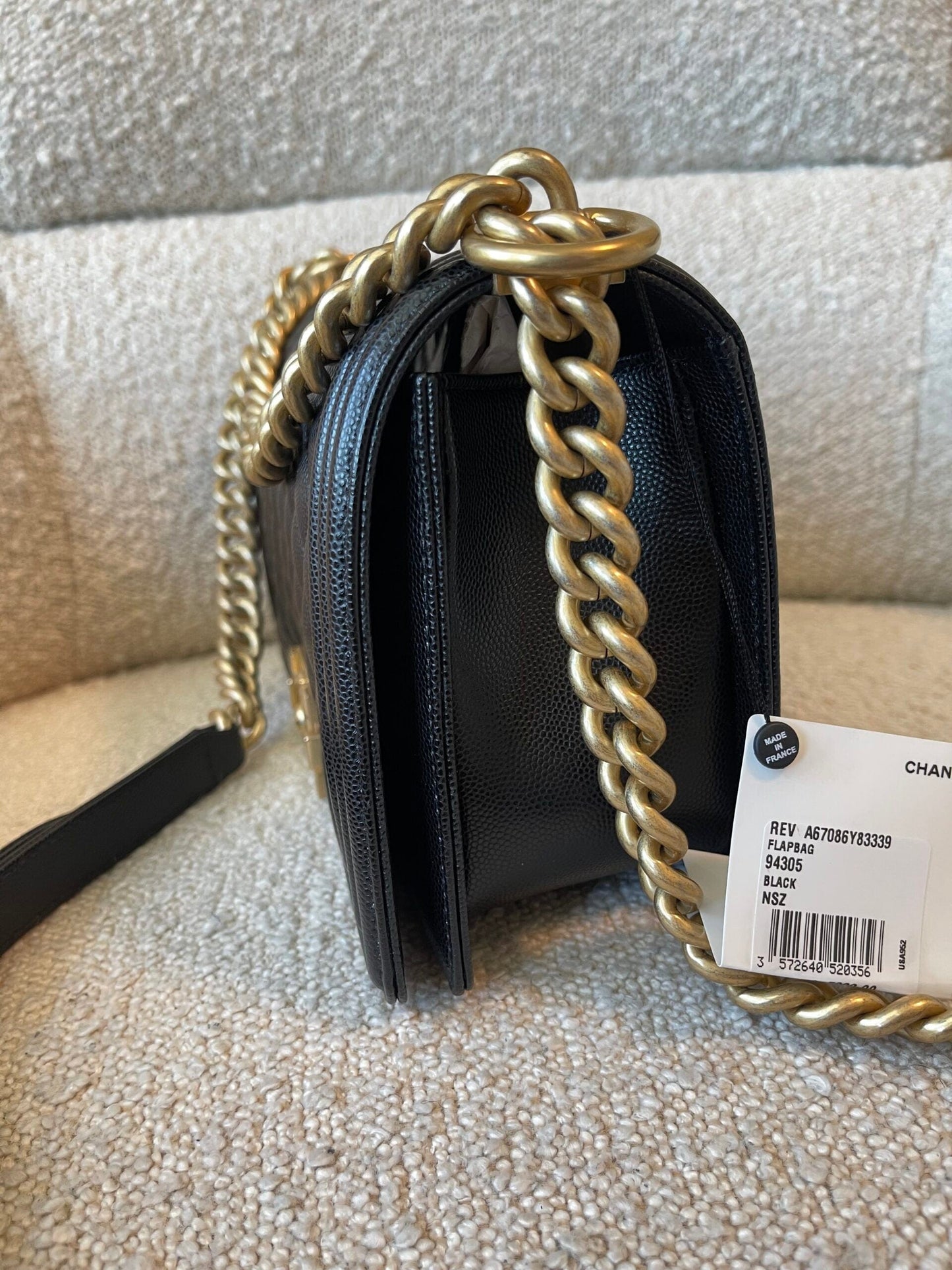 Black Caviar Quilted Old Medium Boy Bag AGHW