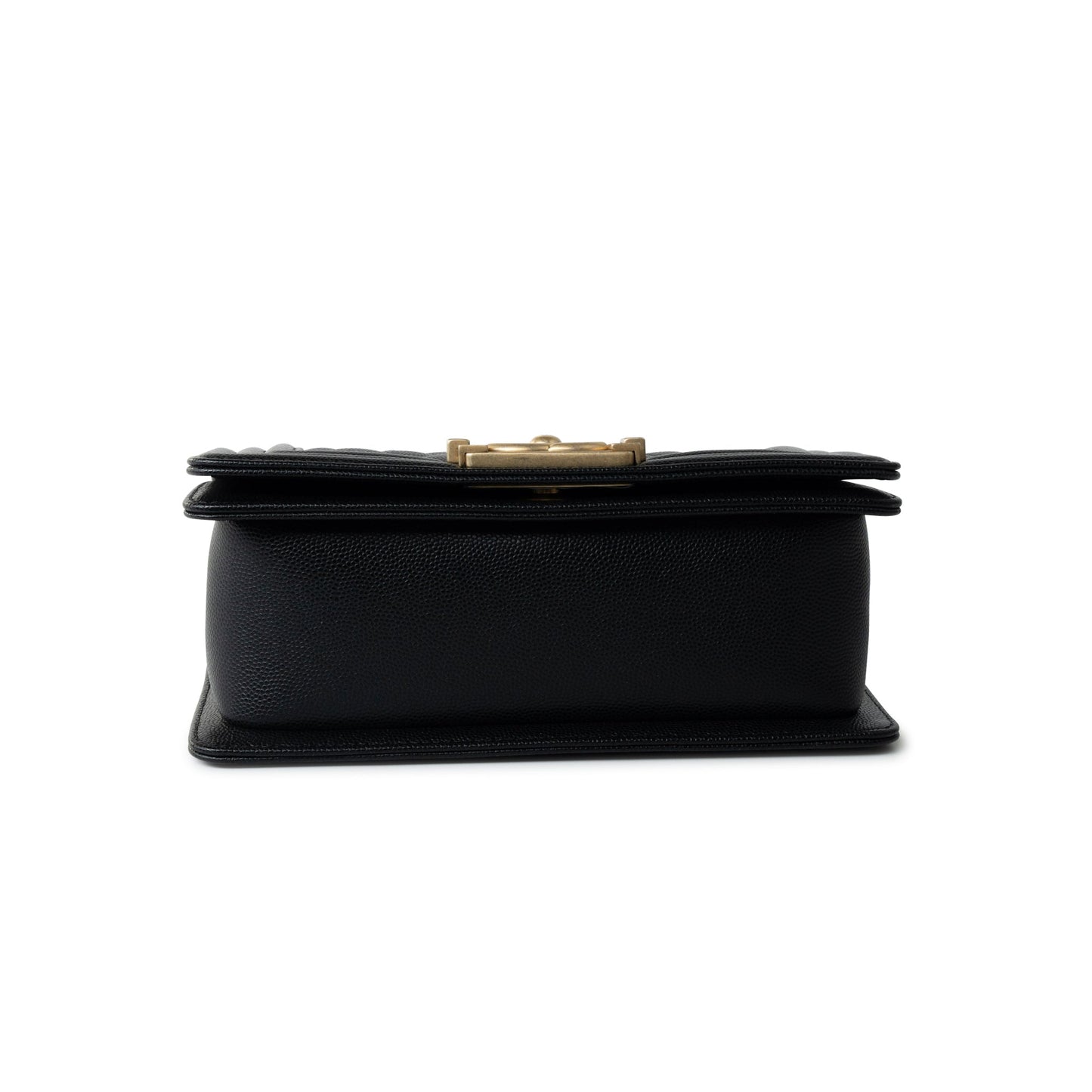 Black Caviar Quilted Small Boy Bag Antique Gold Hardware