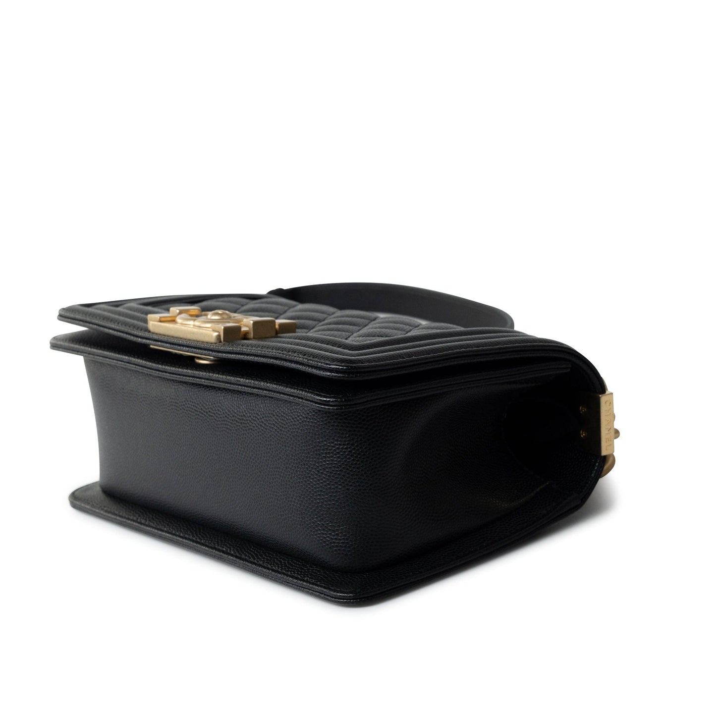 Black Caviar Quilted Small Boy Bag Antique Gold Hardware