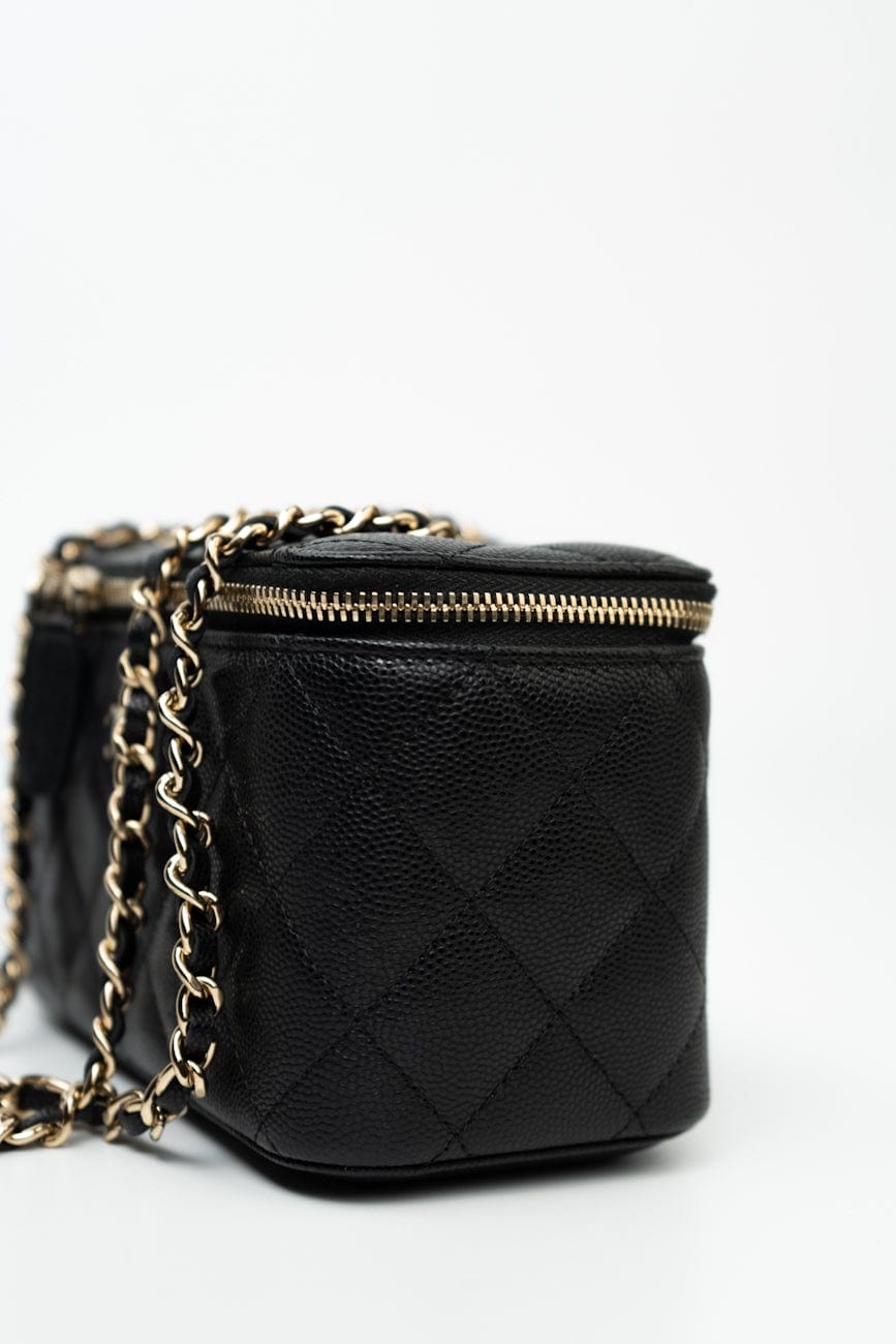 Black Caviar Quilted Small Vanity Case LGHW