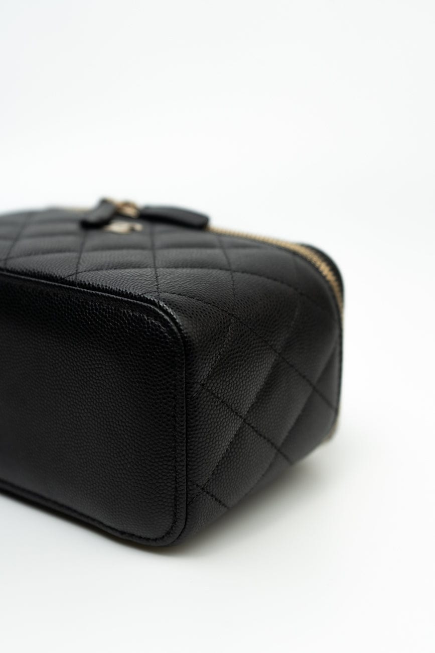 Black Caviar Quilted Small Vanity Case LGHW
