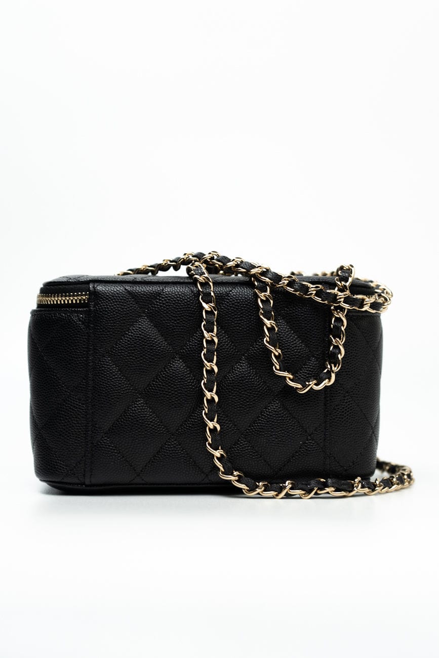 Black Caviar Quilted Small Vanity Case LGHW