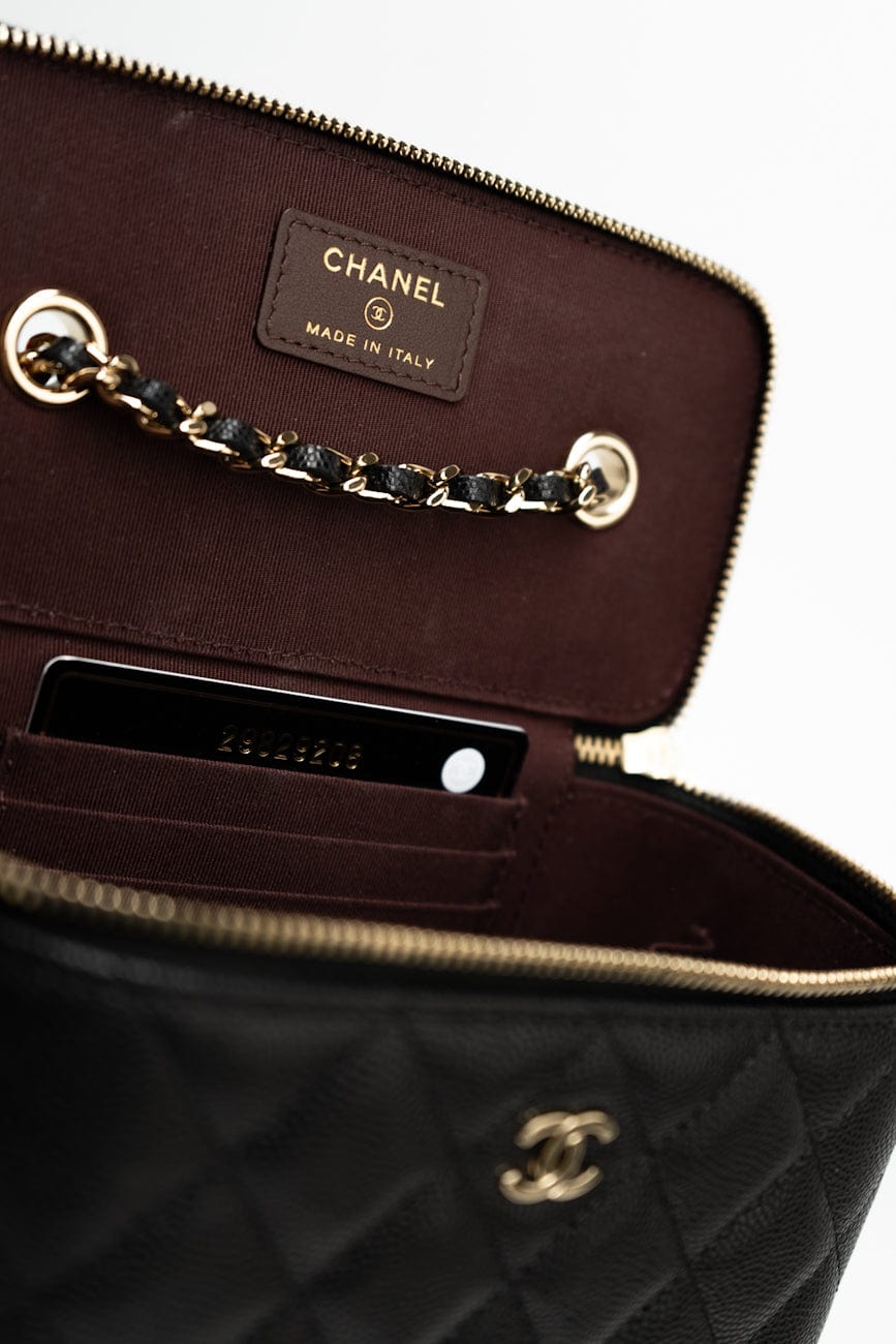 Black Caviar Quilted Small Vanity Case LGHW
