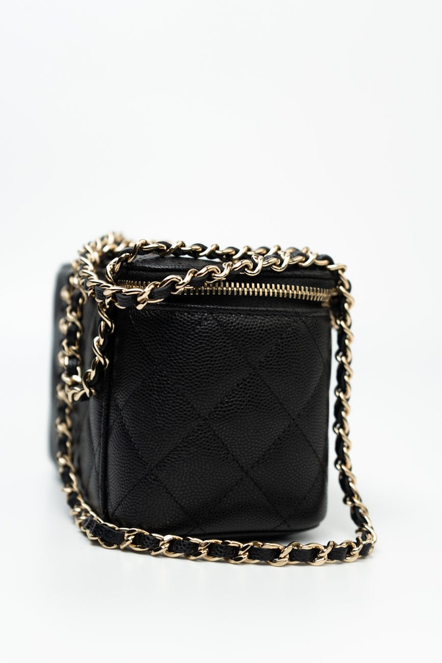 Black Caviar Quilted Small Vanity Case LGHW