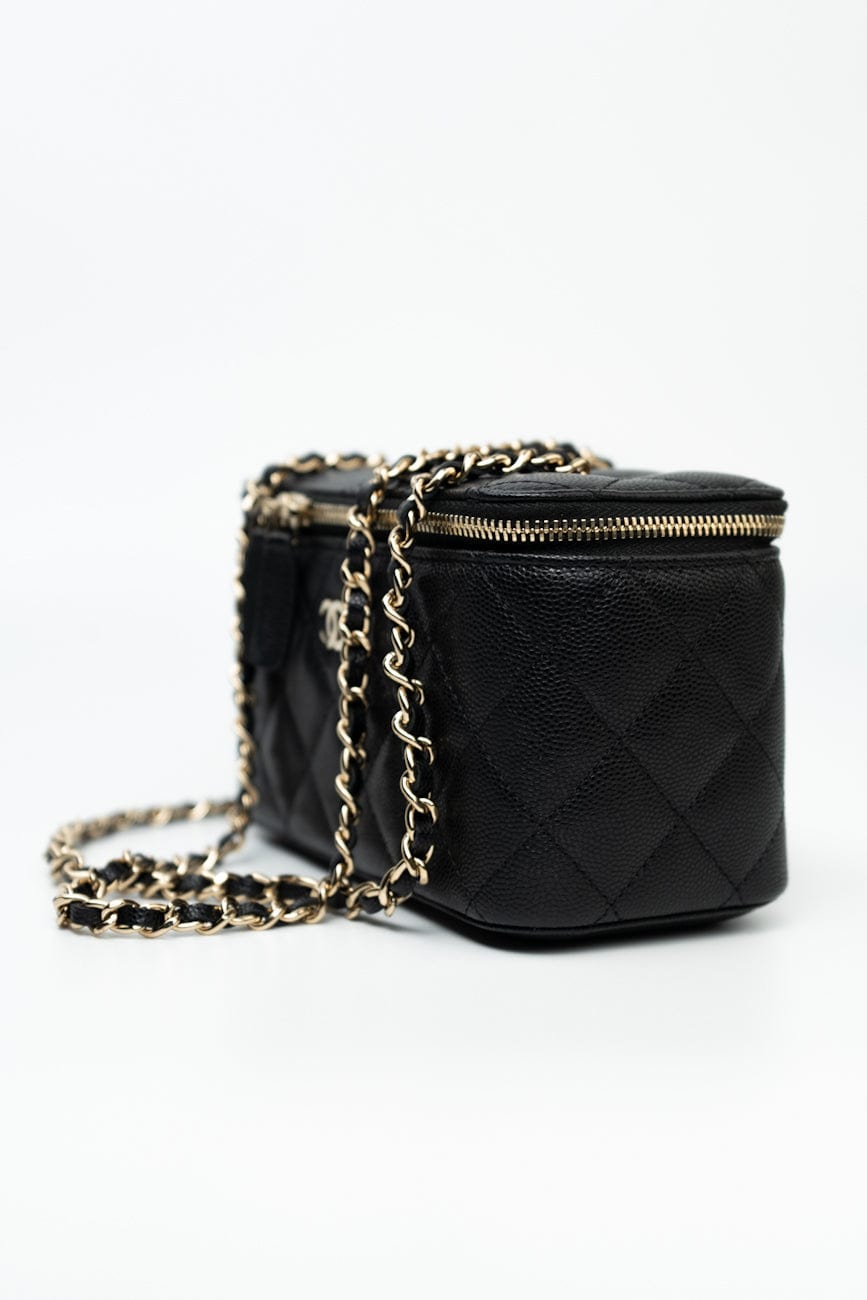 Black Caviar Quilted Small Vanity Case LGHW