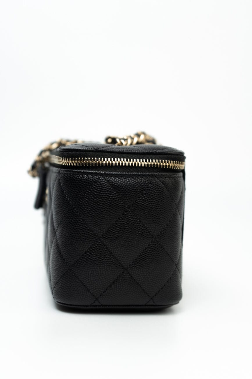 Black Caviar Quilted Small Vanity Case LGHW