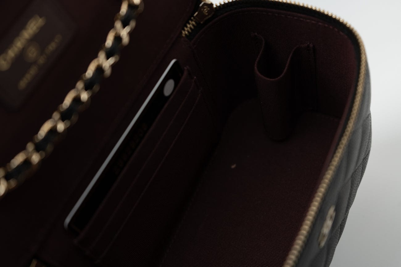 Black Caviar Quilted Small Vanity Case LGHW