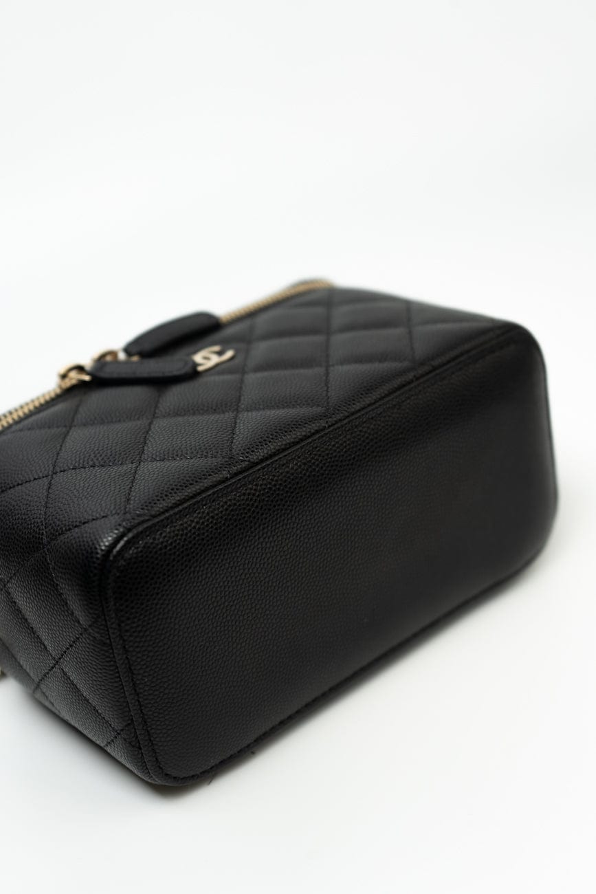 Black Caviar Quilted Small Vanity Case LGHW
