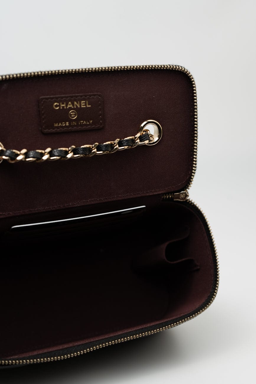 Black Caviar Quilted Small Vanity Case LGHW