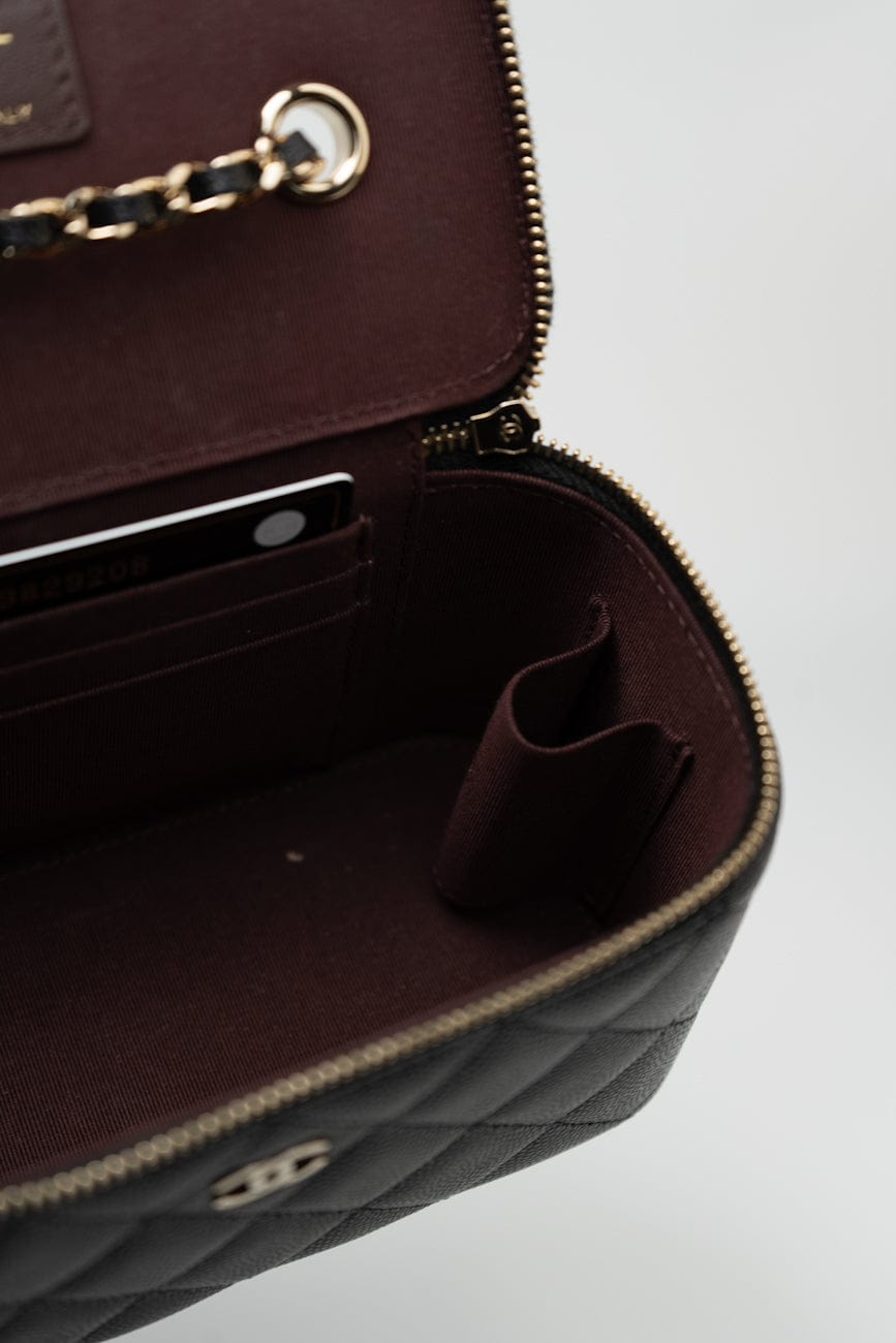 Black Caviar Quilted Small Vanity Case LGHW