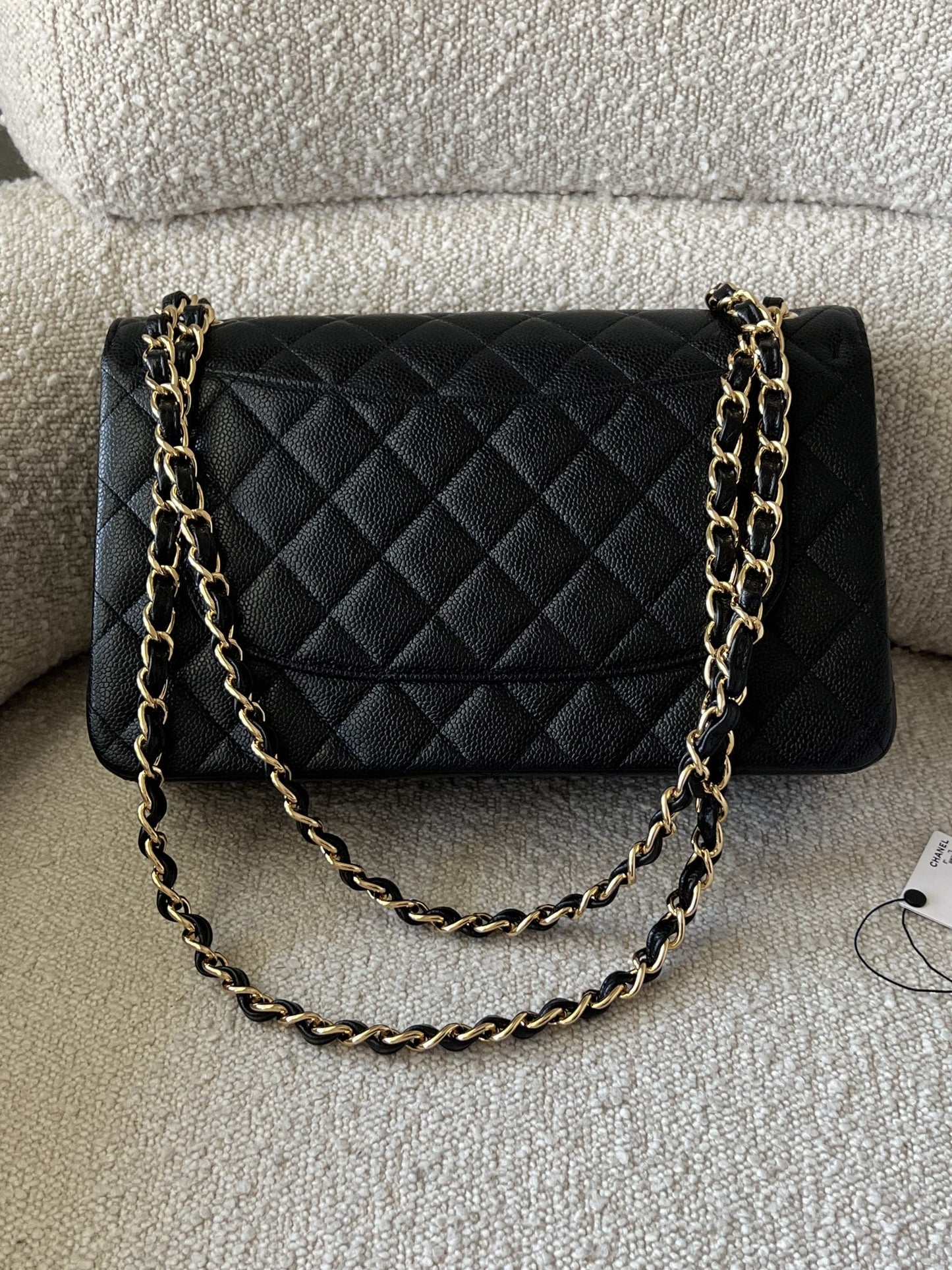 Chanel Black Caviar Quilted Jumbo Classic Flap GHW