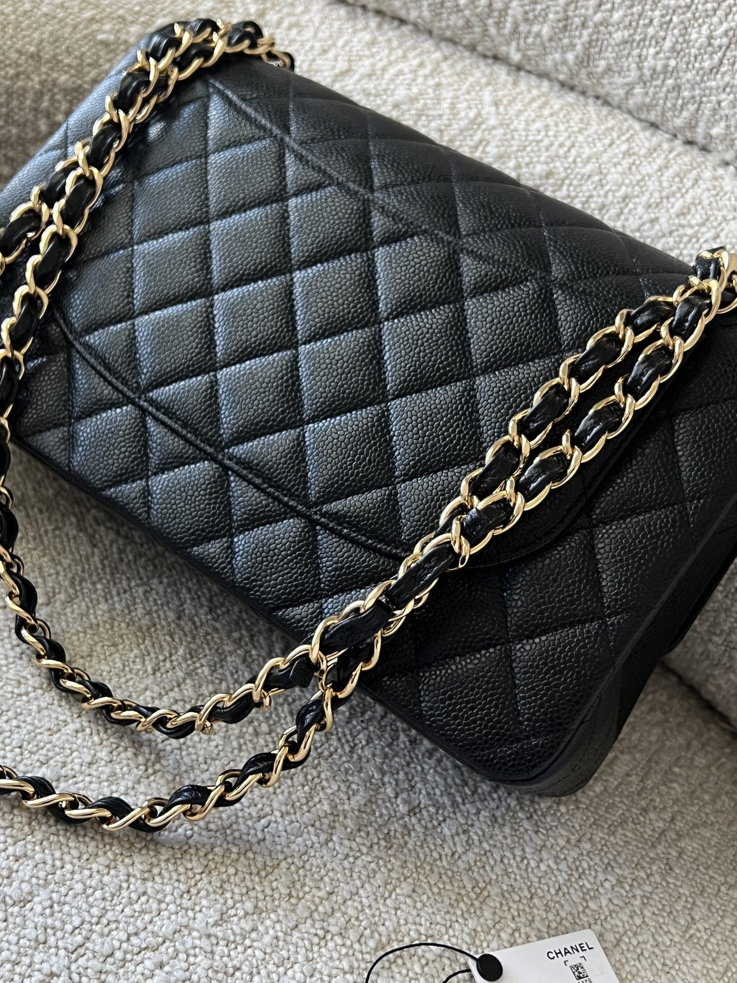 Chanel Black Caviar Quilted Jumbo Classic Flap GHW